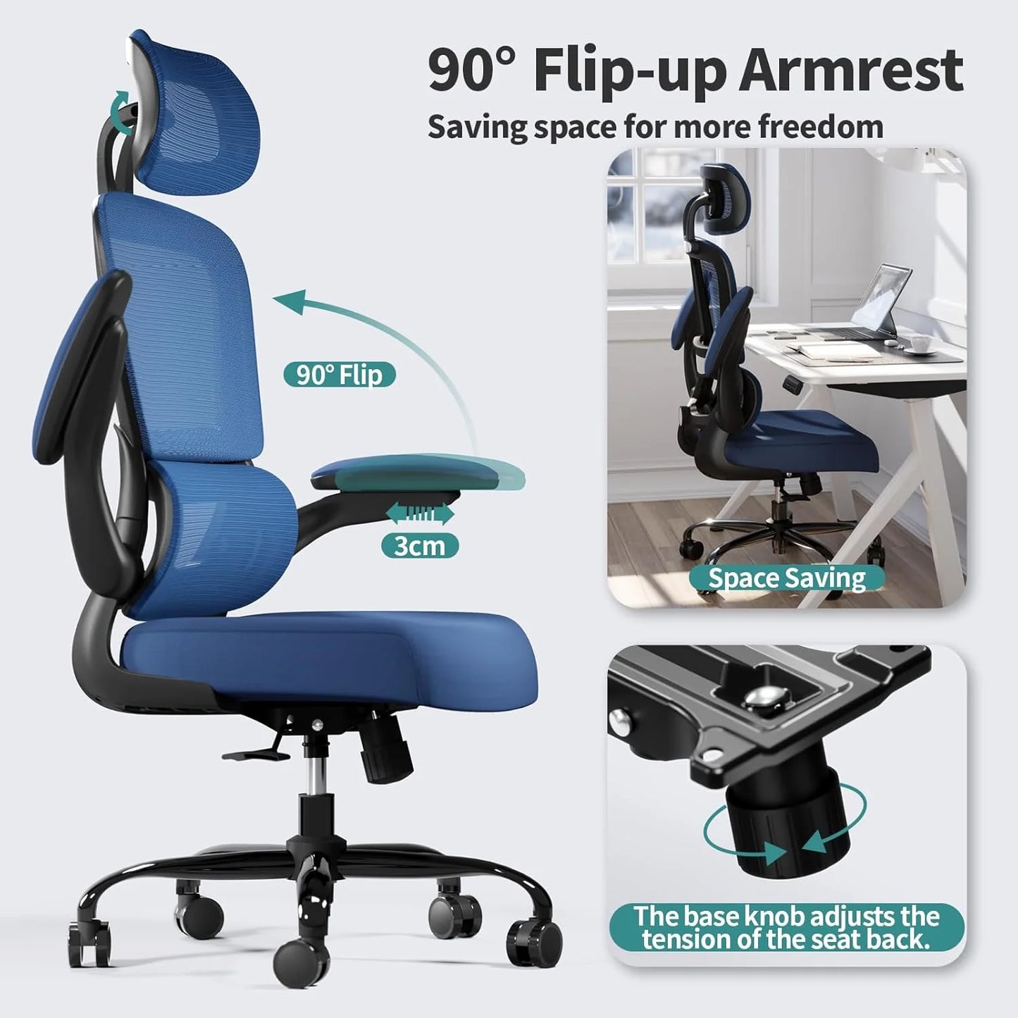 TRALT Office Chair Ergonomic Desk Chair 330 lbs Home Gaming Chair with Wheels