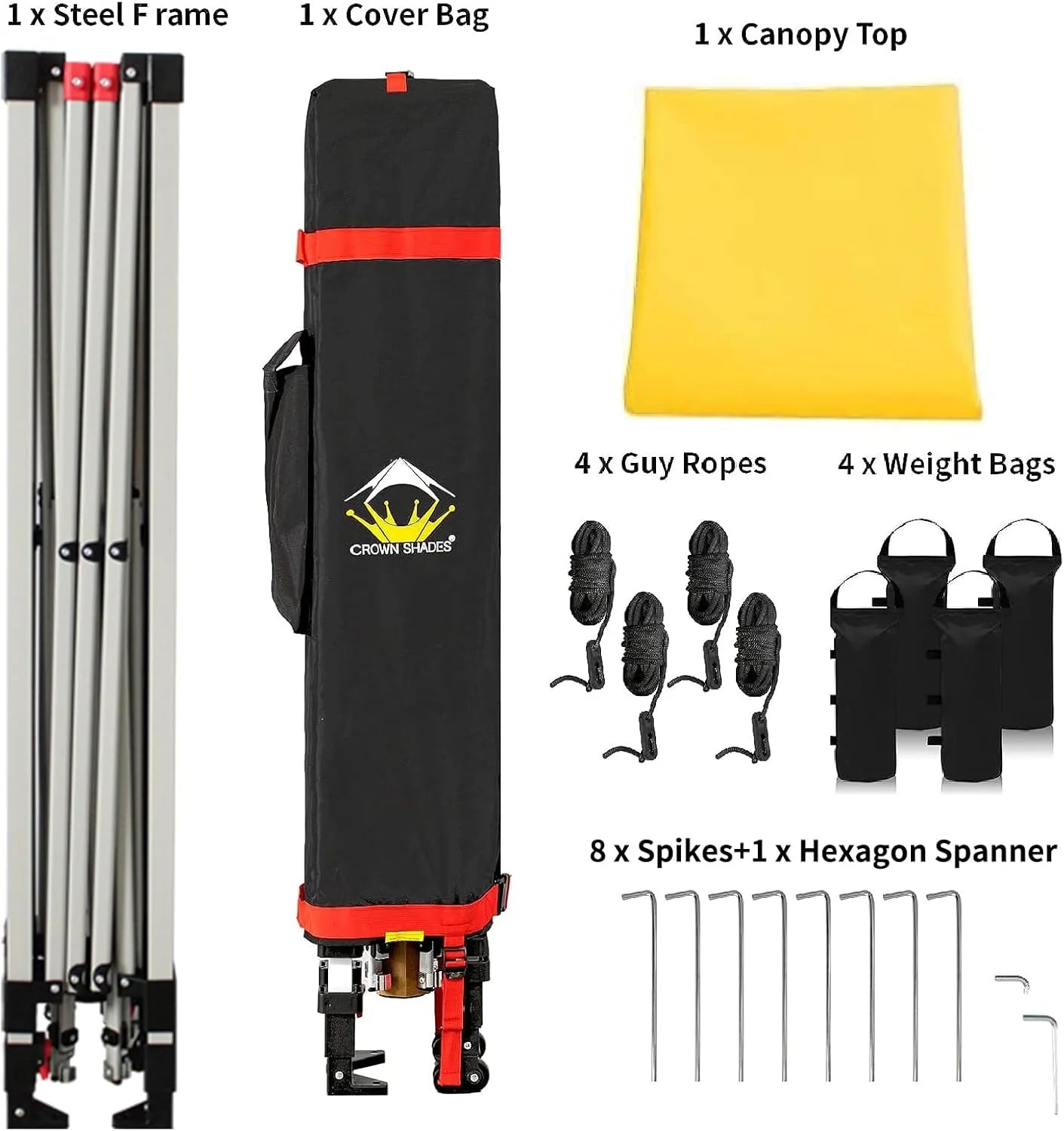 10x10 Pop-Up Awning - One-Click Installation Beach Tent - Outdoor Sunshade Silver Coated Top, 3 Heights and 4 Sand Pockets