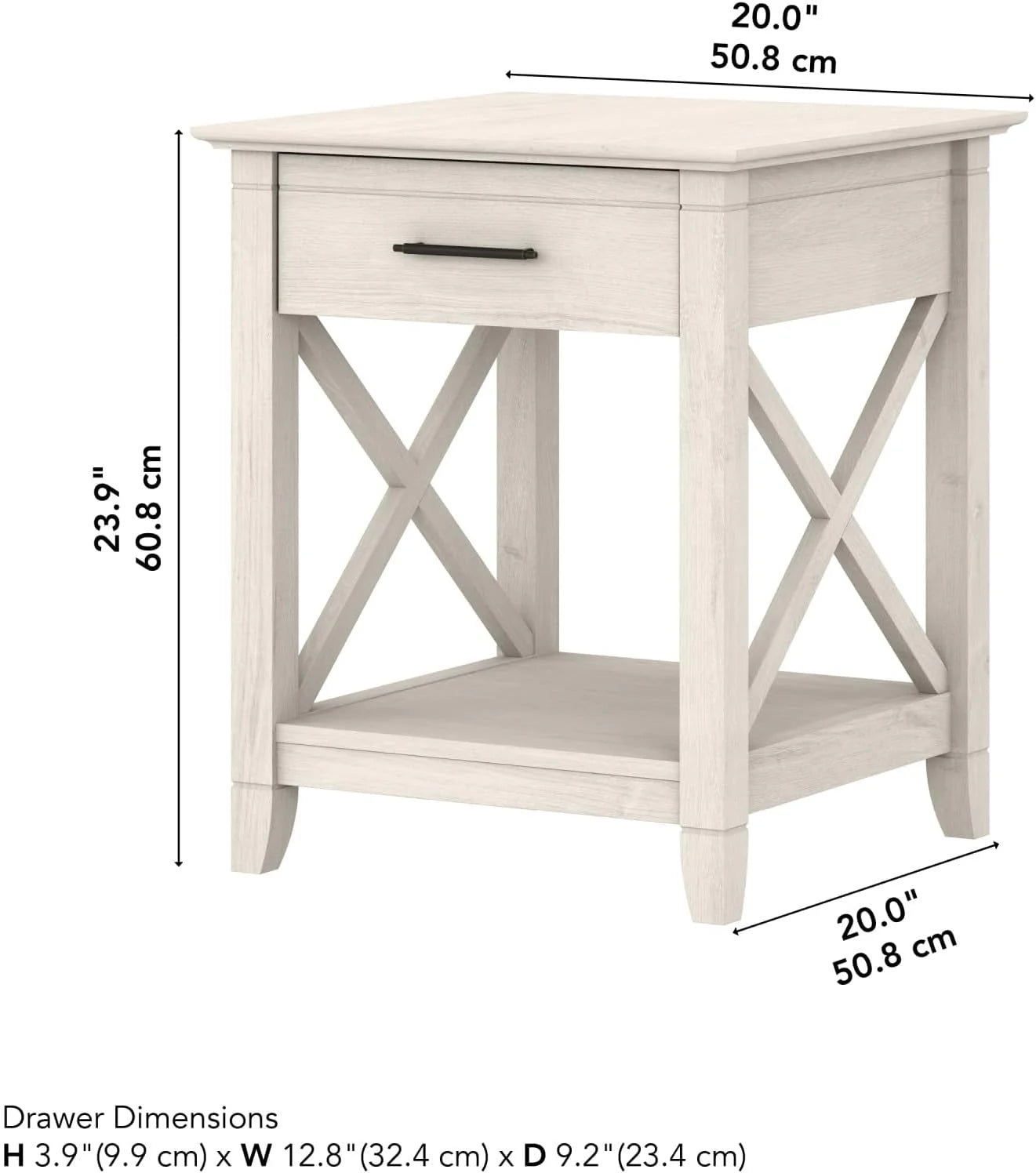 Key West Small End Table with Storage Modern Farmhouse Accent Shelf