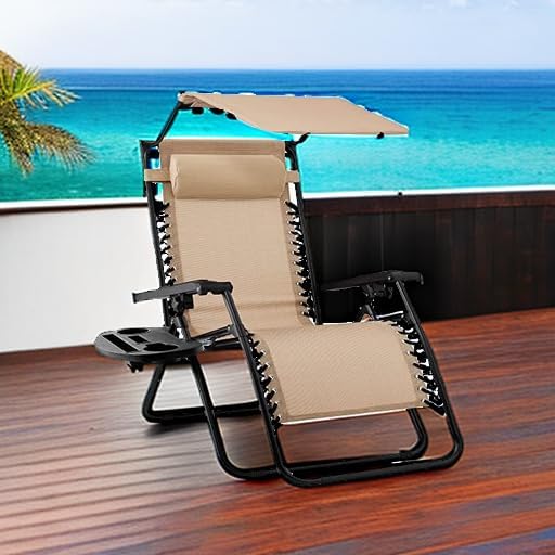 Best Choice Products Folding Zero Gravity Outdoor Recliner Patio Lounge Chair w/Adjustable Canopy Shade, Headrest, Side Accessory Tray, Textilene Mesh - Peacock Blue