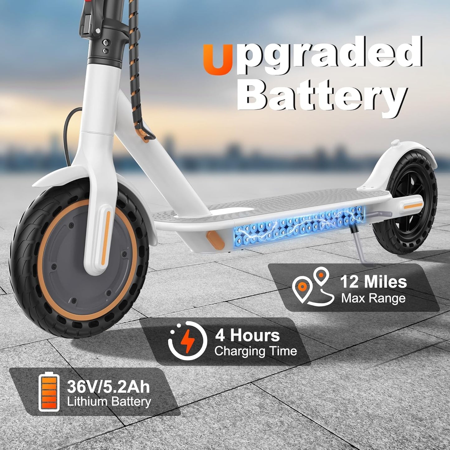 Electric Scooter, 350W/500W Motor, Top Speed 19/22 mph, Max 16/23/28Miles Ranges, Foldable E Scooter for Adults