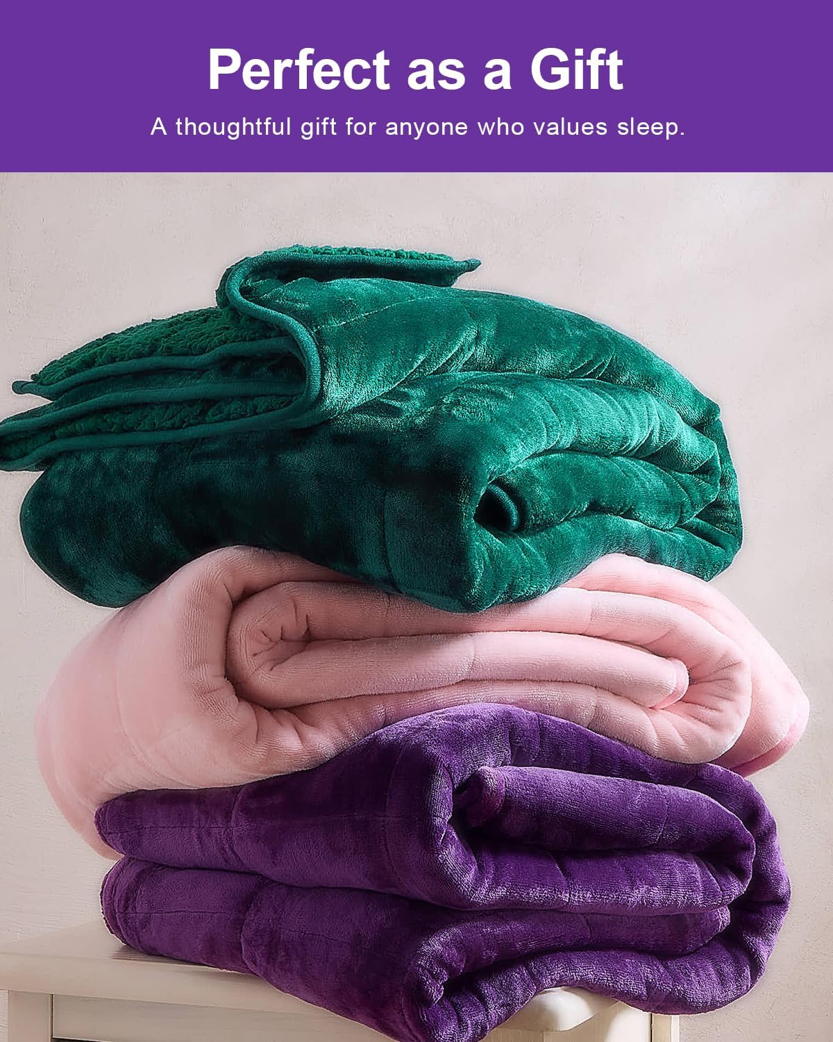 Sherpa Fleece Weighted Blanket 15 lbs 60"x 80"