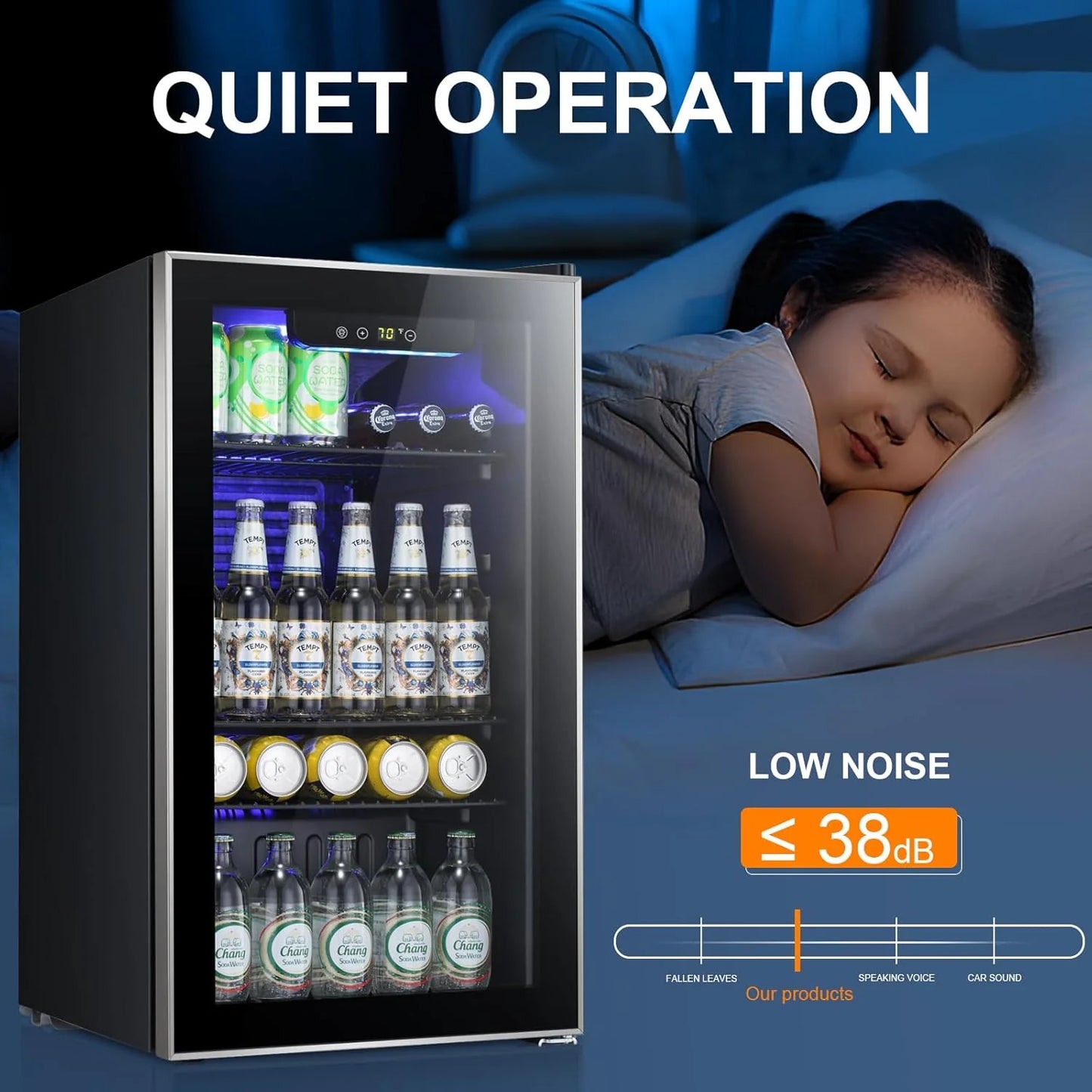 Antarctic Star Beverage Refrigerator Cooler 68 Can, Mini Fridge with Glass Door for Beer Drinks Wine,Freestanding Small Fridge with Electronic Temperature Control for Home and Bar,1.7 cu.ft