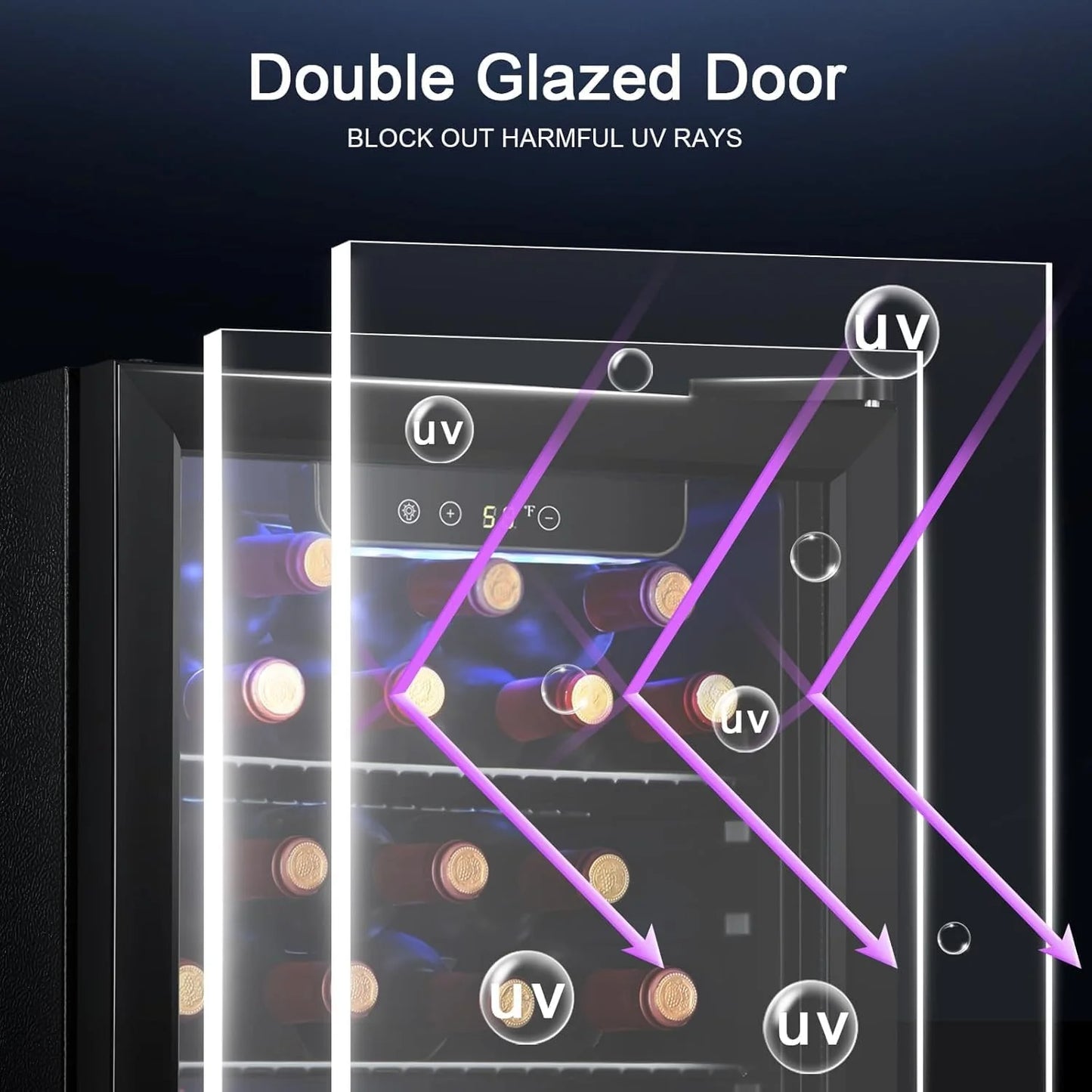 Antarctic Star 26 Bottle 130 Can Wine Cooler/Cabinet Beverage Refrigerator Mini Wine Cellar Beer Soda Clear Glass Door Bar Fridge Quiet Compressor Adjust Temp Freestanding Indoor Use 3.2cu.ft Black