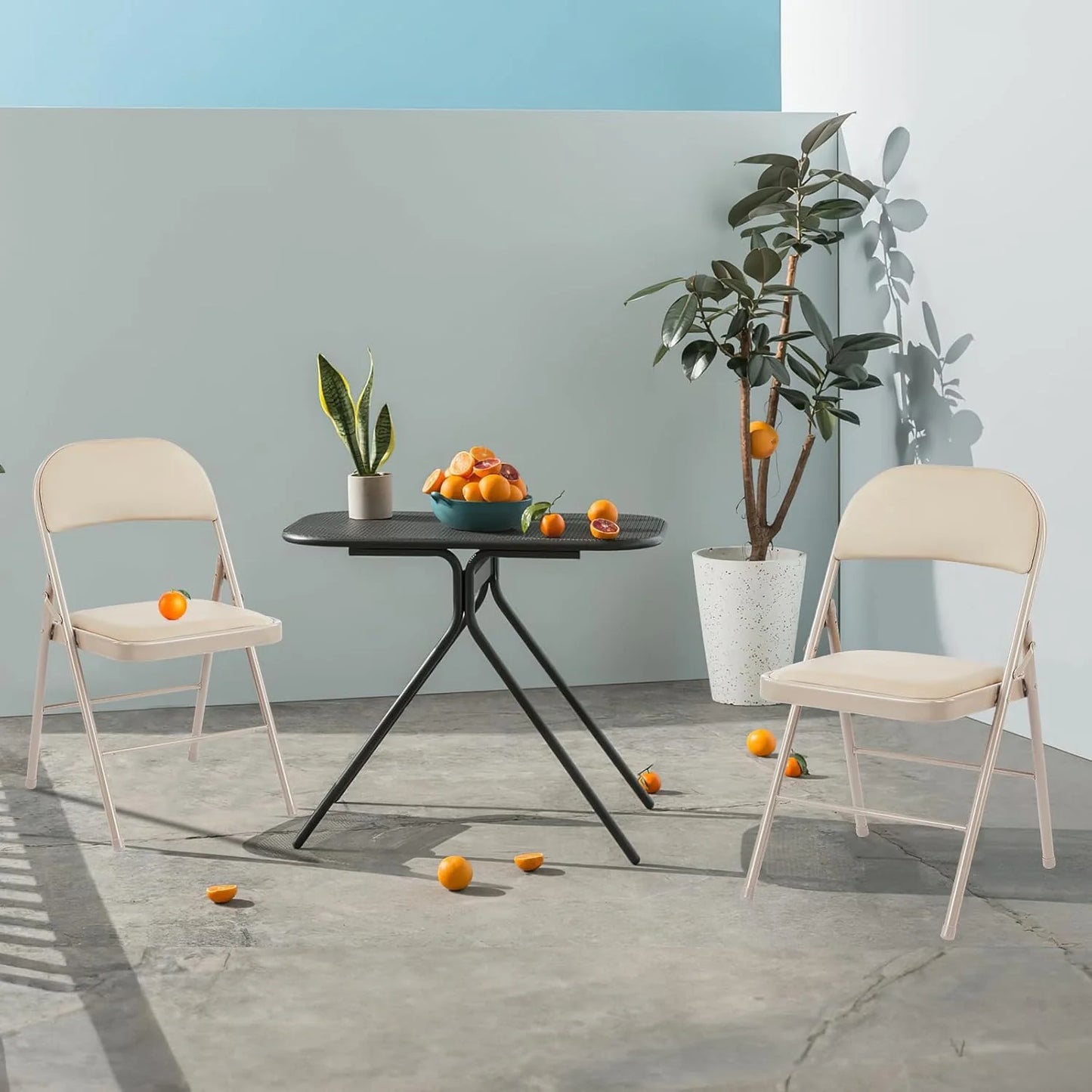 Sweetcrispy Folding Chair 12 Pack, Leather Padded Folding Chairs, Sturdy Metal Foldable Chairs