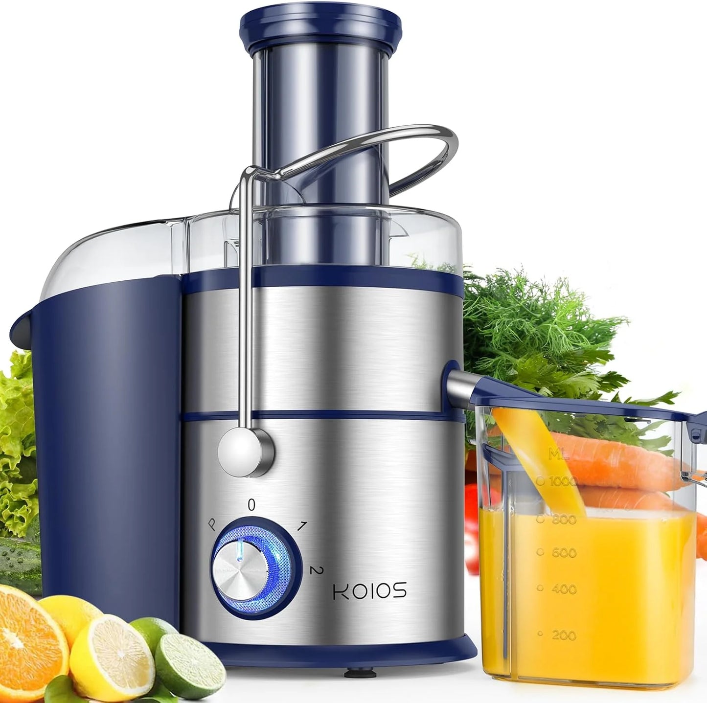 1300W KOIOS Centrifugal Juicer with Extra Large 3" Feed Chute and Titanium Filter