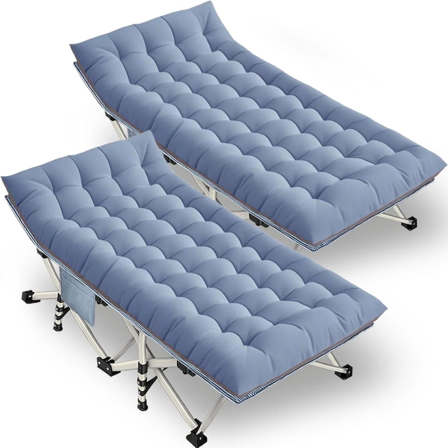 2-pack camping cots with mattresses, comfortable sleeping beds, adult camping cots, 2-person folding beds, heavy-duty sleeping beds