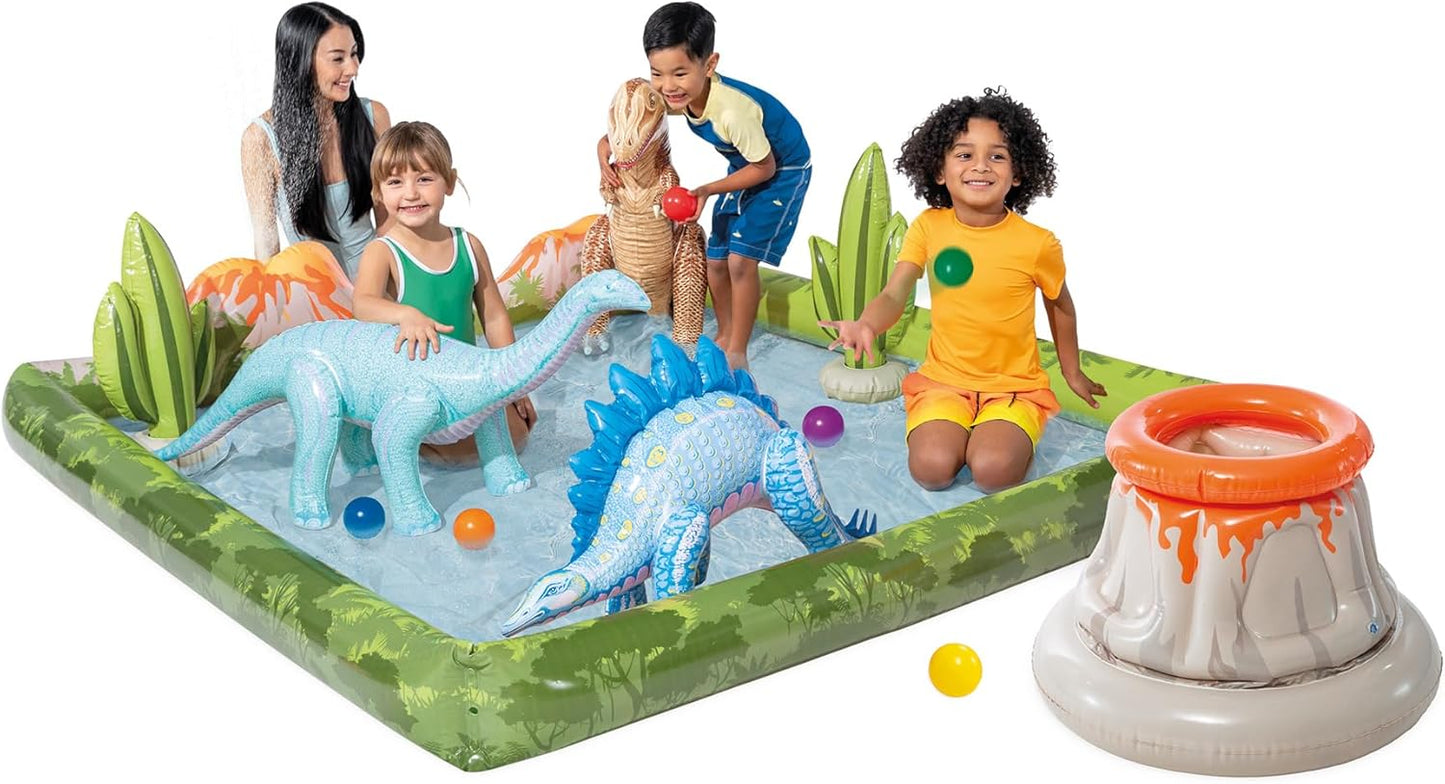 Intex 96" x 78" x 28" Inflatable Jungle Adventure Play Center Spray Kiddie Pool - Backyard Kids Water Slide, Outdoor Blow-Up Splash Pad for Toddlers