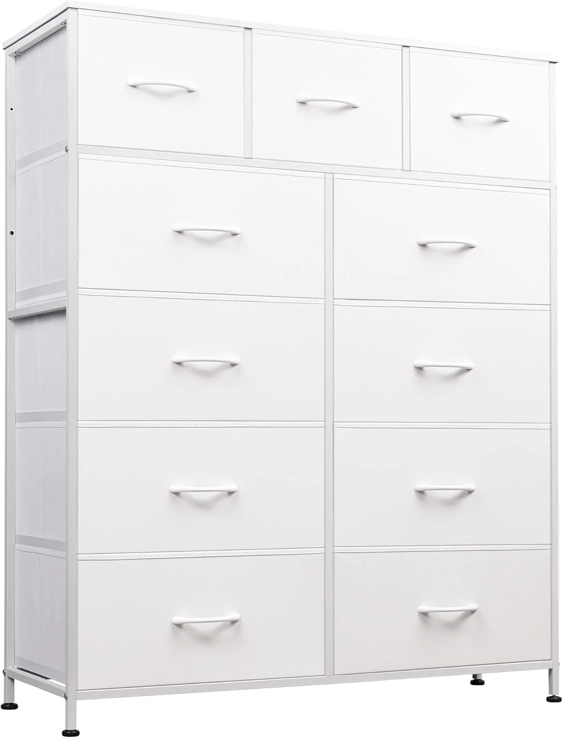 Storage Organizer Unit with 11 Fabric Bins, Storage Drawers Organizer with Steel Frame, Tall Storage Tower Organizaton