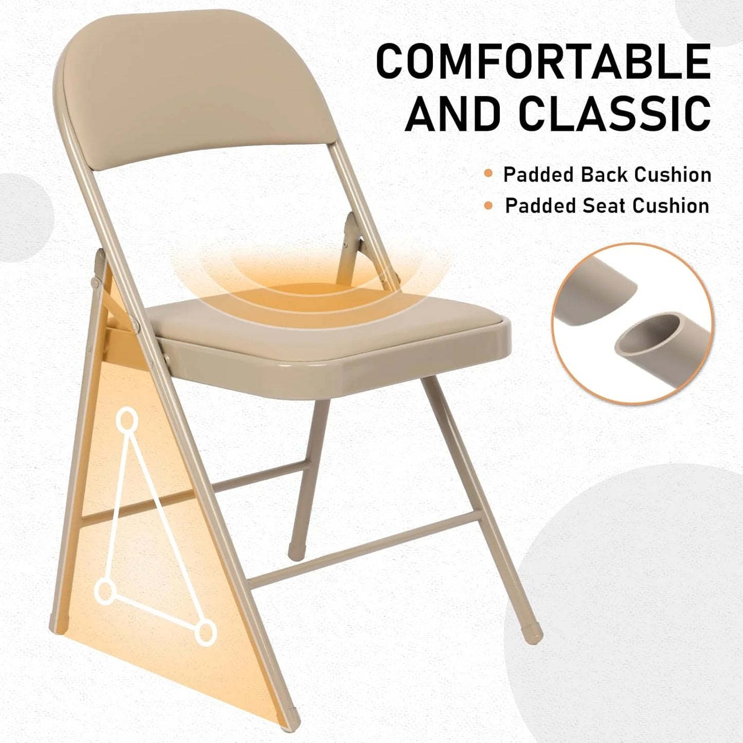 6 Pack Black Folding Chairs with Leather Chairs for Indoor and Outdoor Events Office Wedding Party Upholstered Chairs