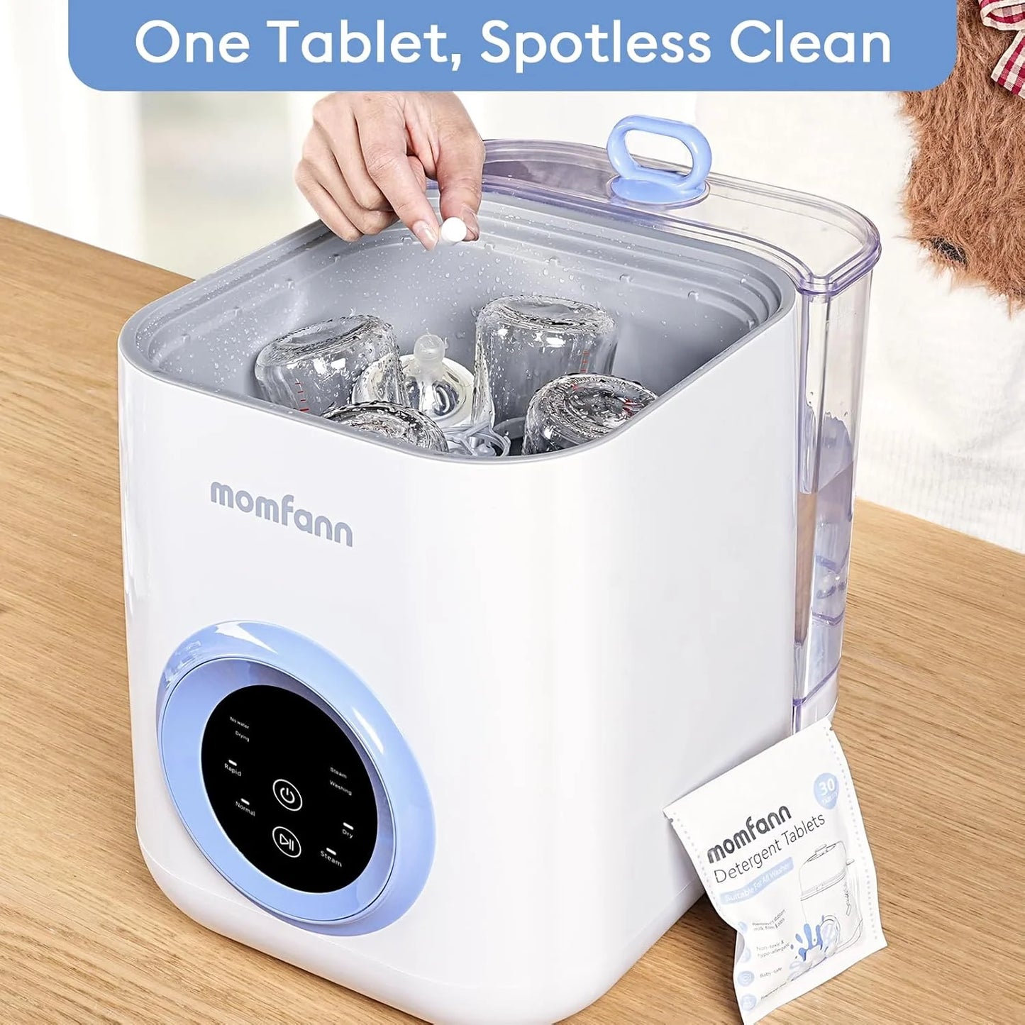 Baby Bottle Washer-19 Min Rapid Wash, Sterilizer and Dryer, All-in-One Cleaner, Bottles, Pump Parts & Baby Essentials