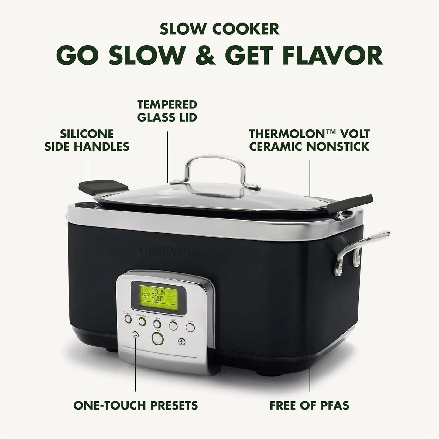 8-in-1 Programmable 6QT Electric Slow Cooker with Dishwasher-Safe Lid and Removable Base
