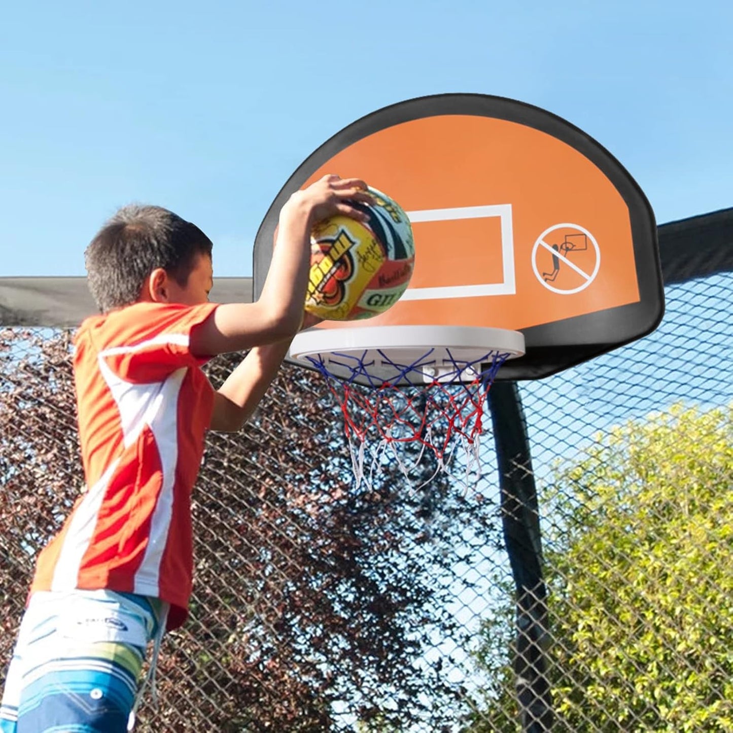 AOTOB 8FT 10FT 12FT 14 FT 15FT Trampoline with Safety Enclosure Net，Outdoor Trampoline with Basketball Hoop, Heavy Duty Jumping Mat and Spring Cover Padding for Kids and Adults, Storage Bag and Ladder