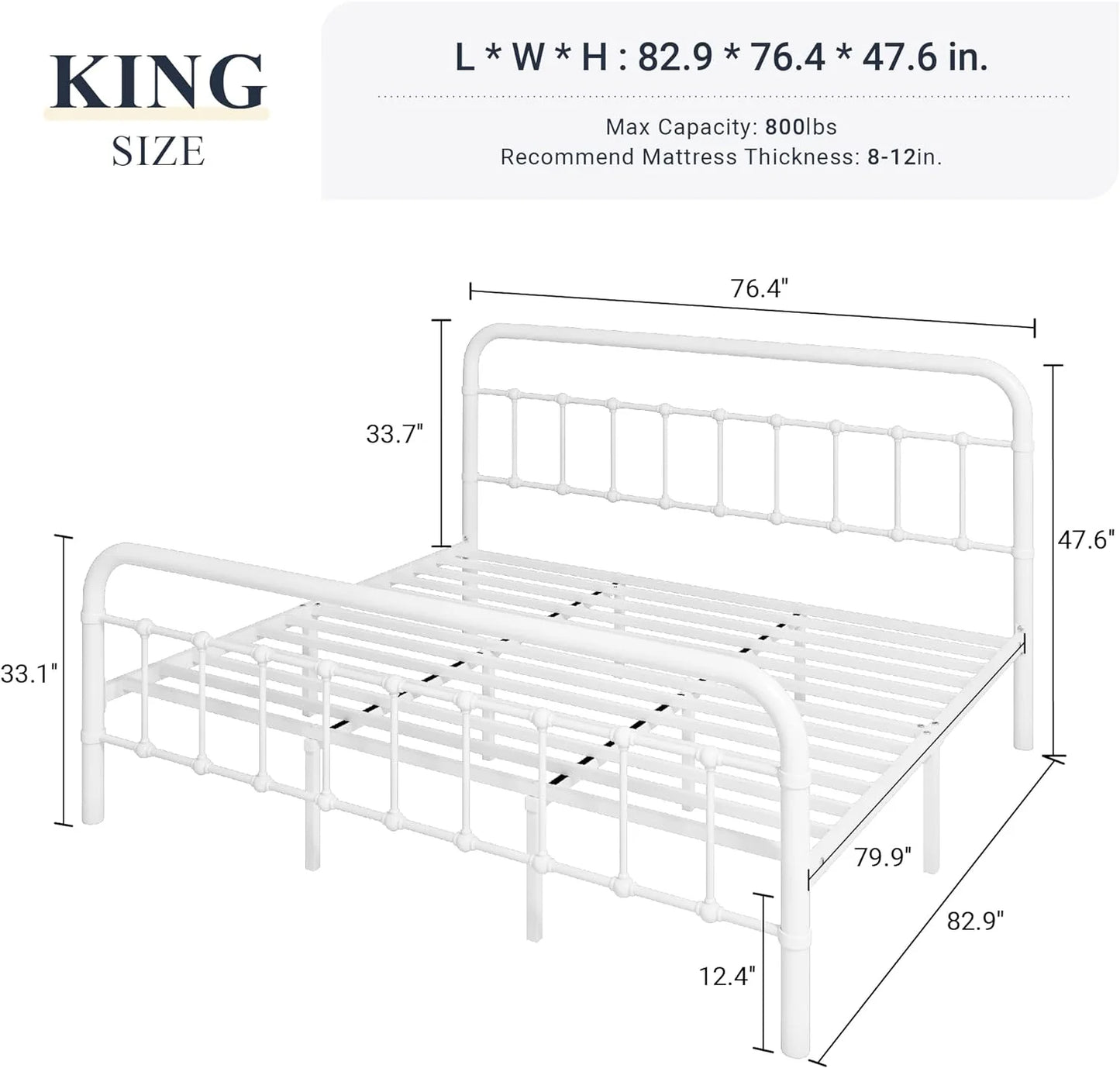 Allewie Queen Size Metal Platform Bed Frame with Victorian Style Wrought Iron-Art Headboard/Footboard, No Box Spring Required