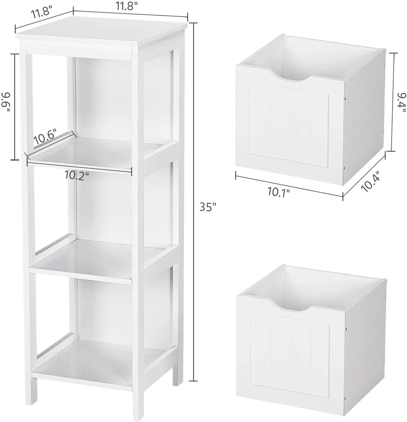 Bathroom Floor Cabinet, Wooden Storage Cabinet with 2 Drawers, Multifunctional Side Organizer Rack Stand Table