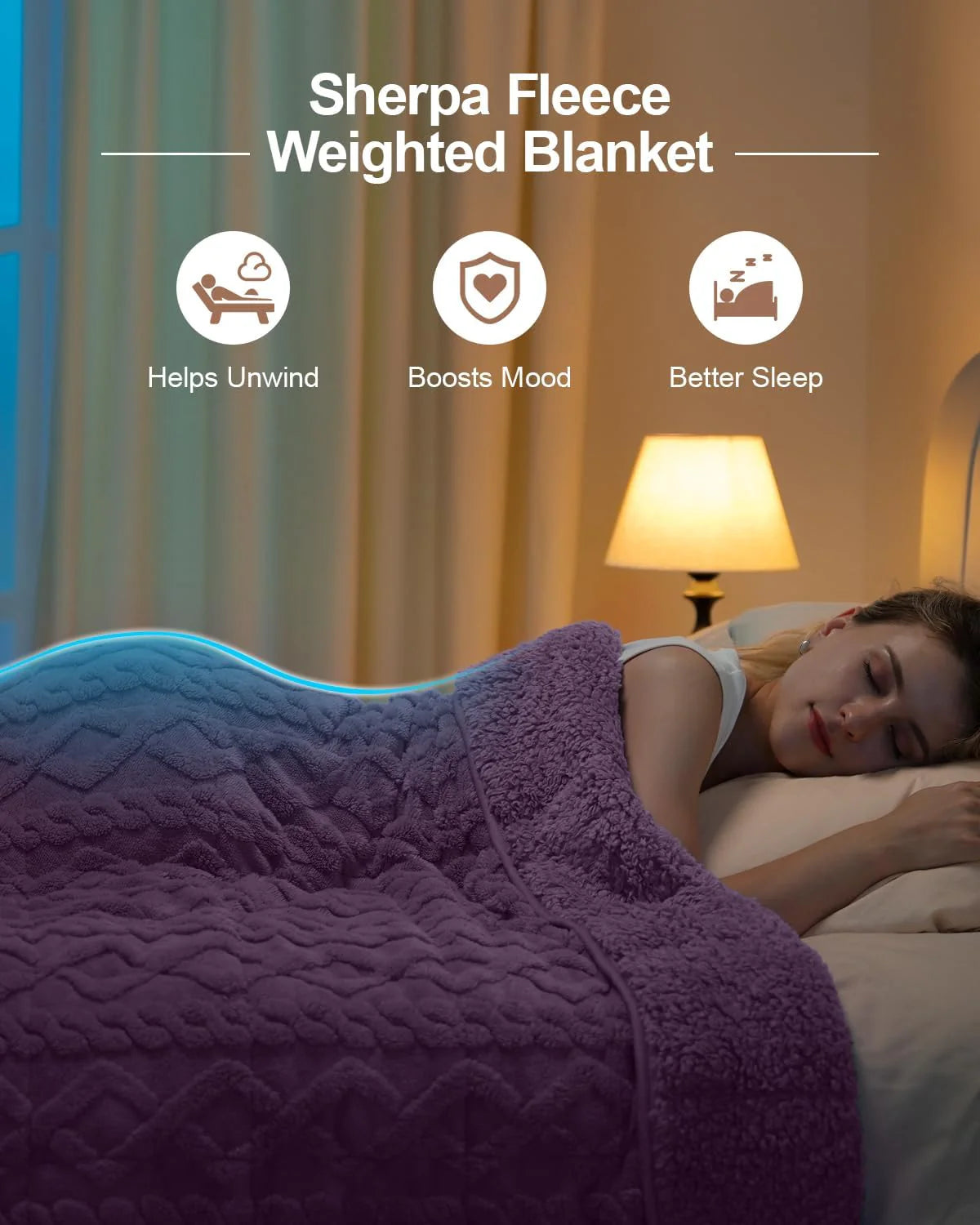 Sherpa Fleece Weighted Blanket 15 lbs 60"x 80"