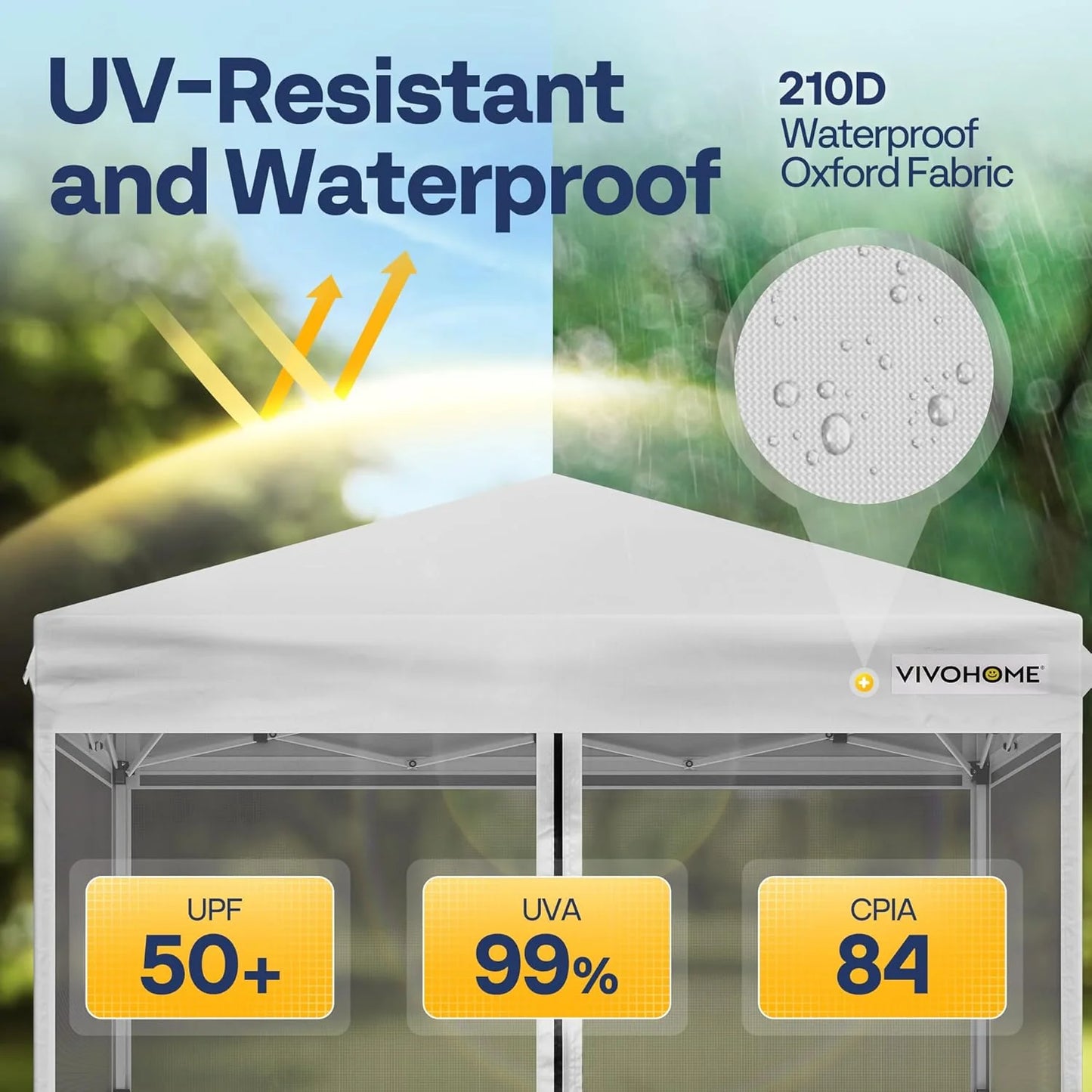 10x10ft Easy Pop-Up Canopy, Outdoor Screen Tent with Mosquito Netting, 2 Zipper Doors, and Roller Bag for Yard Camping Picnic Party Events, Beige