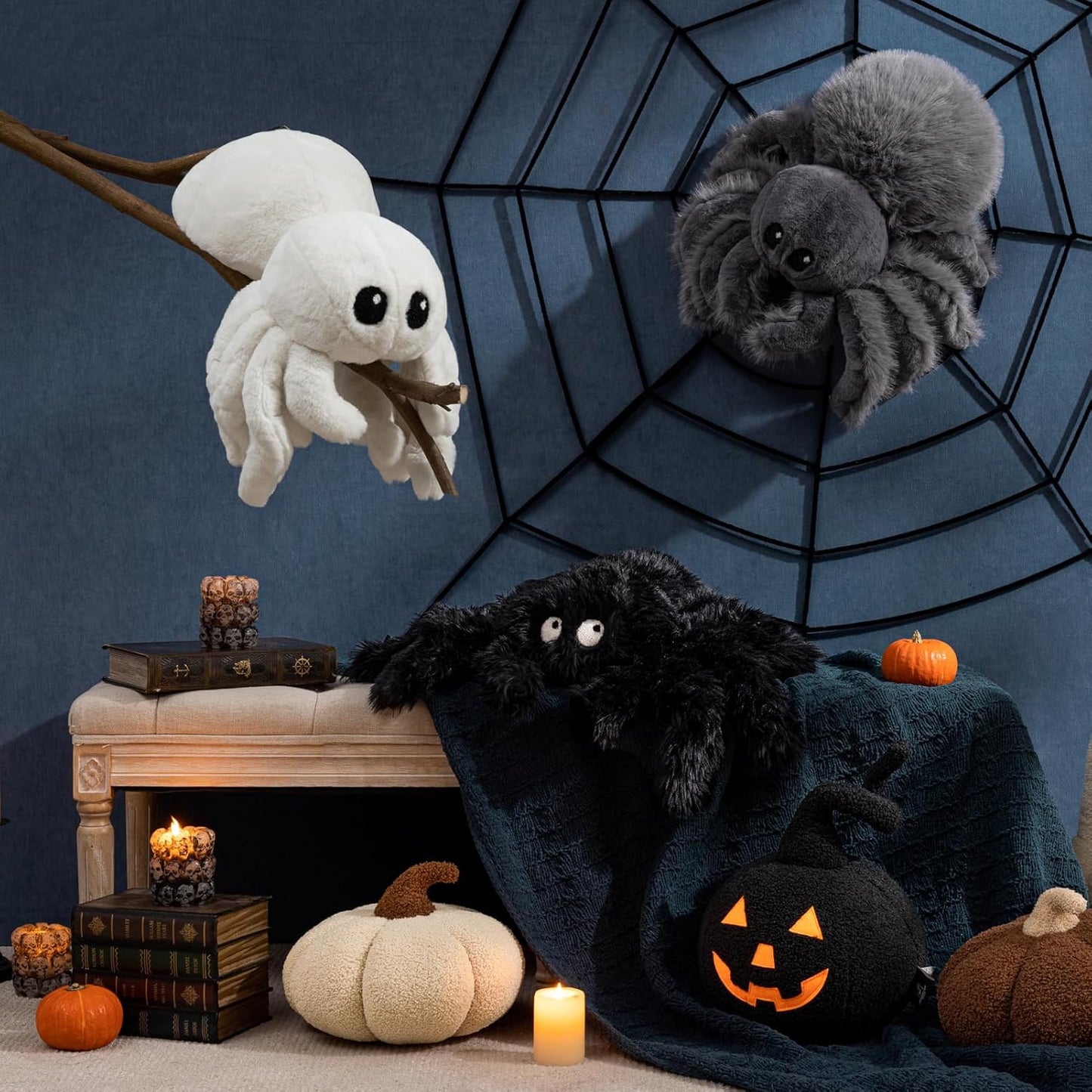 Happy Halloween Spider Shaped Throw Pillow