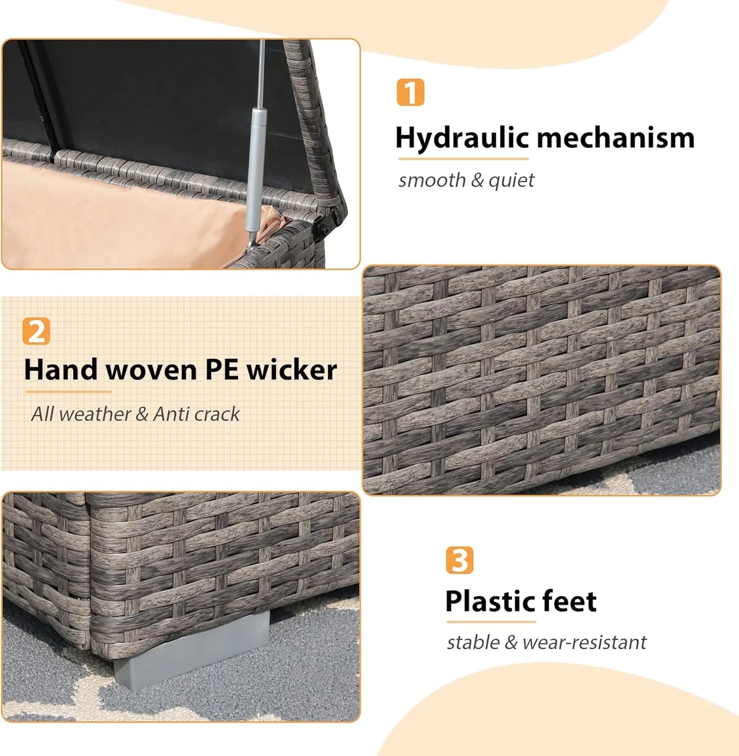 Wicker Outdoor Patio Storage Box Waterproof