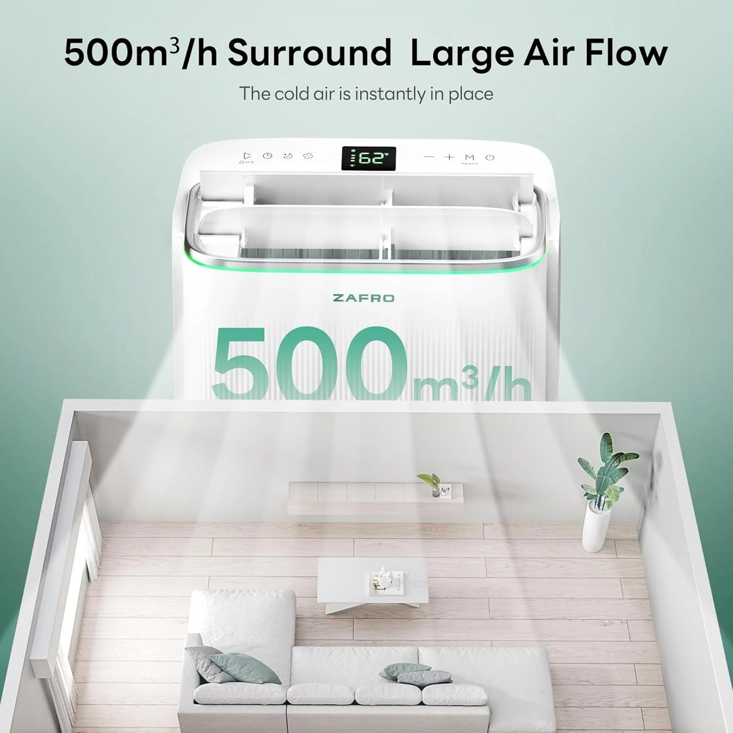 ZAFRO 8,000 BTU Portable Air Conditioners, 4 Modes Portable AC Unit with Fast Cooling/Energy Efficient/Remote/24Hrs Timer for Bedroom/Dorms/Indoor Rooms, White