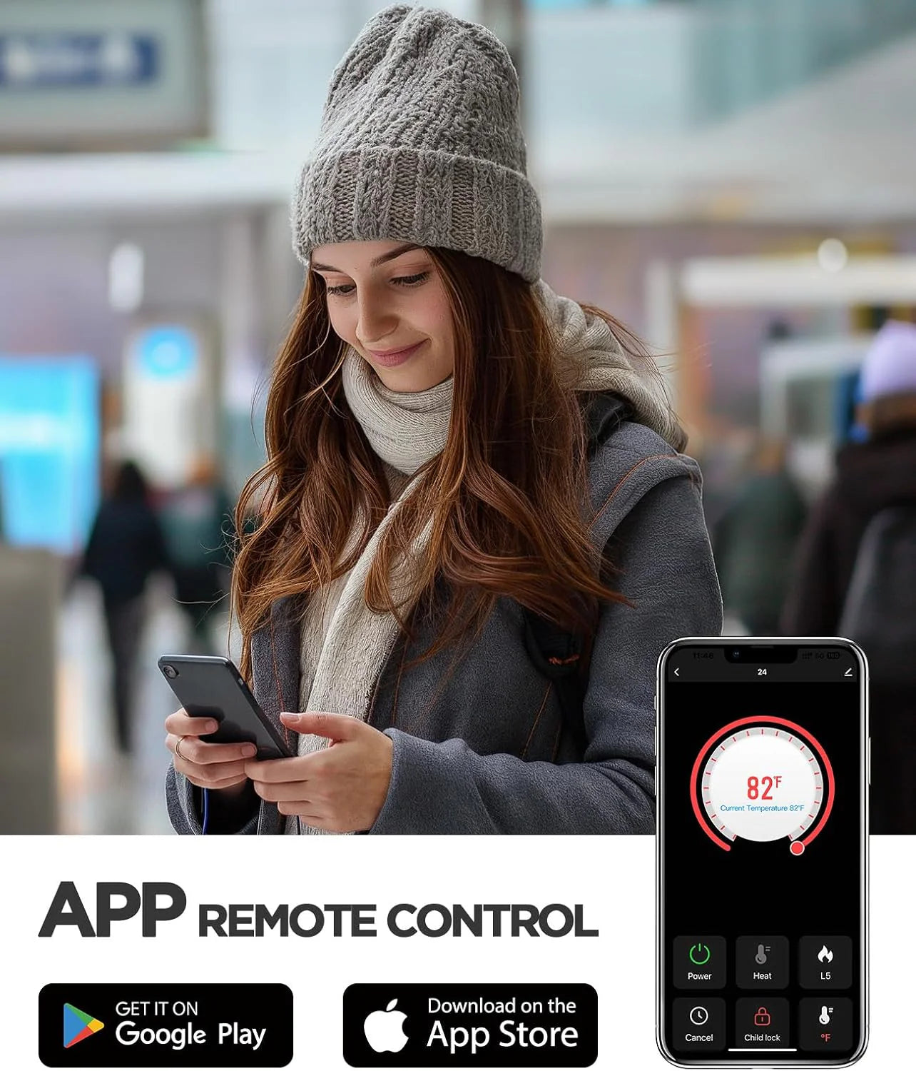 50" Smart Electric Fireplace 5300 BTU Heat Output, Ultra-Slim Wall-Mount or Built-In Electric Fireplace