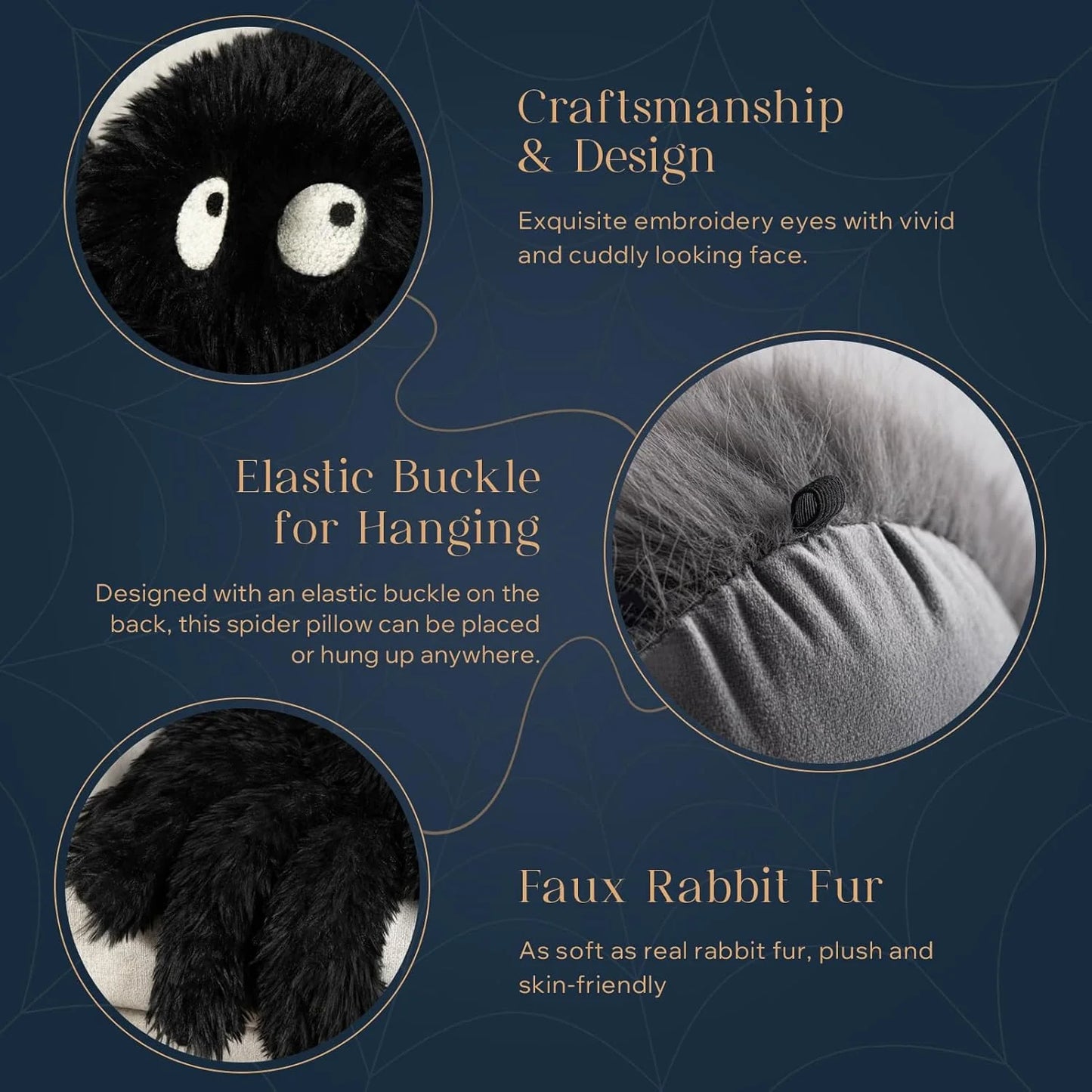 Happy Halloween Spider Shaped Throw Pillow