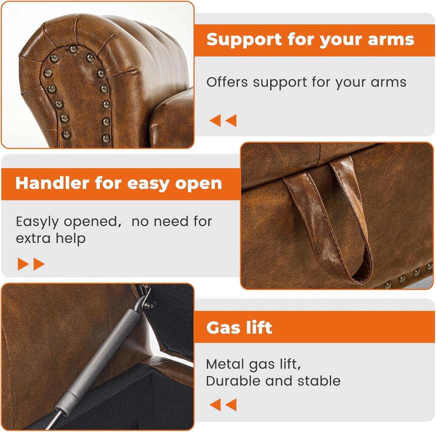 Furniliving Modern Storage Ottoman Bench, Sherpa Ottoman End of Bed Bench with Solid Wood Legs Upholstered Ottoman Benches with Storage Indoor Bench