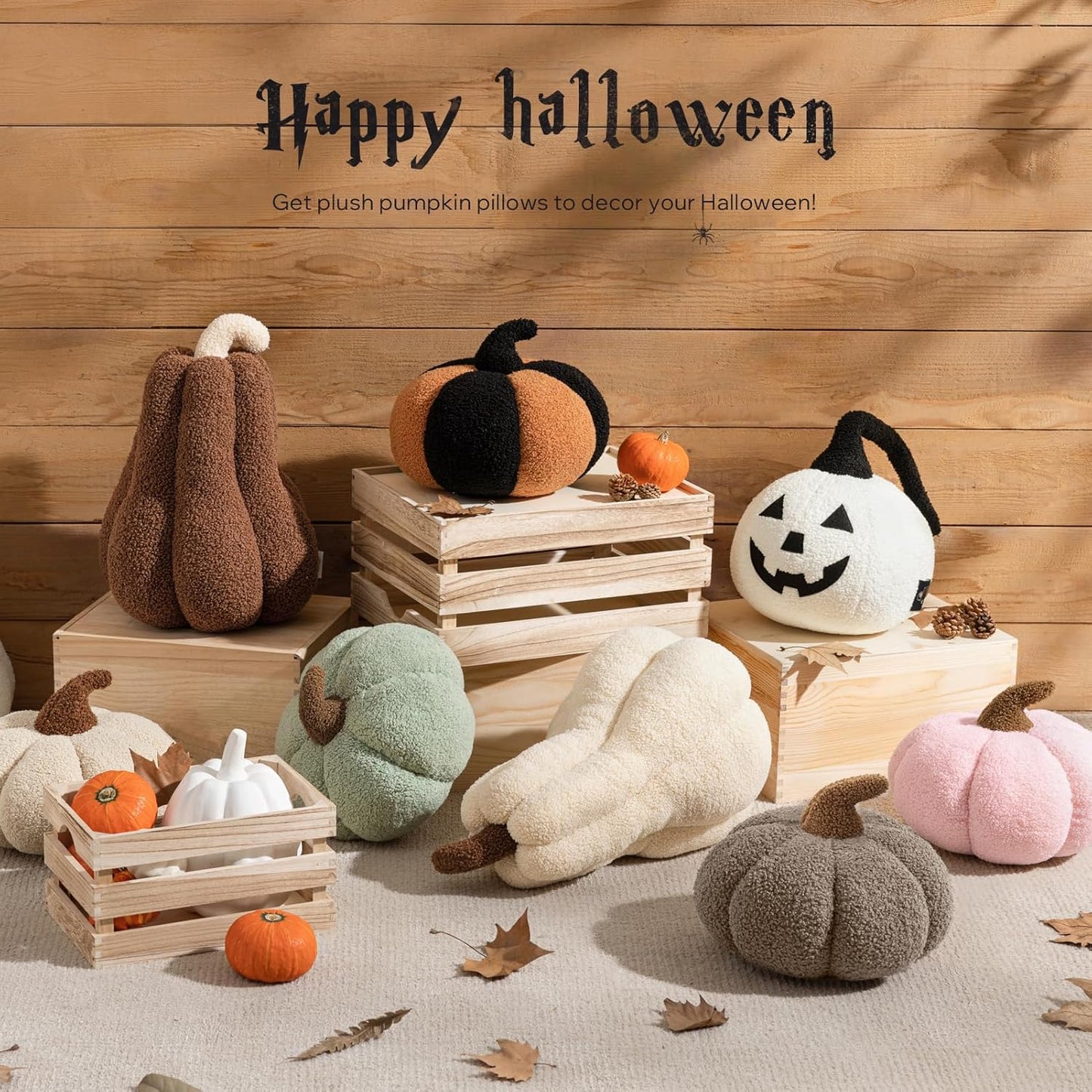 Teddy Fleece Pumpkin Throw Pillows