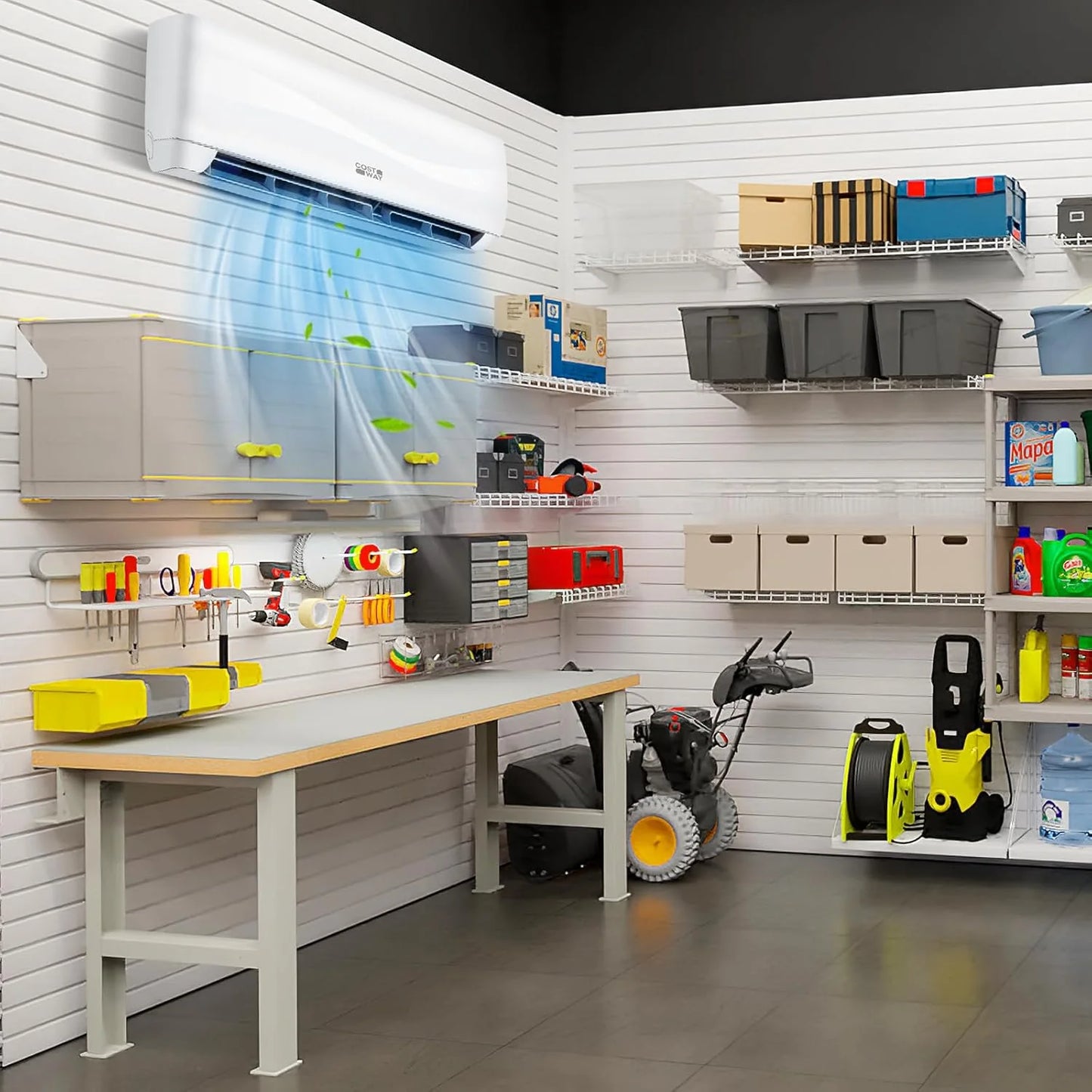 COSTWAY 12000BTU Mini Split Air Conditioner& Heater, 20 SEER2 115V Wall-Mounted Ductless AC Unit Cools Rooms up to 750 Sq. Ft, Energy Efficient Inverter AC with Heat Pump (Blast Series)