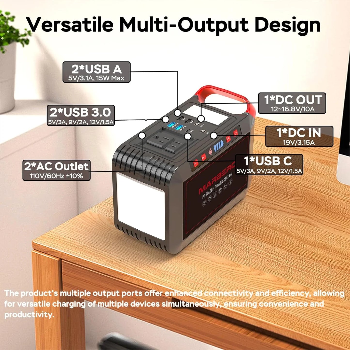 Portable Power Station 88Wh Camping Lithium Battery Solar Generator Fast Charging with AC Outlet 120W Peak Power Bank