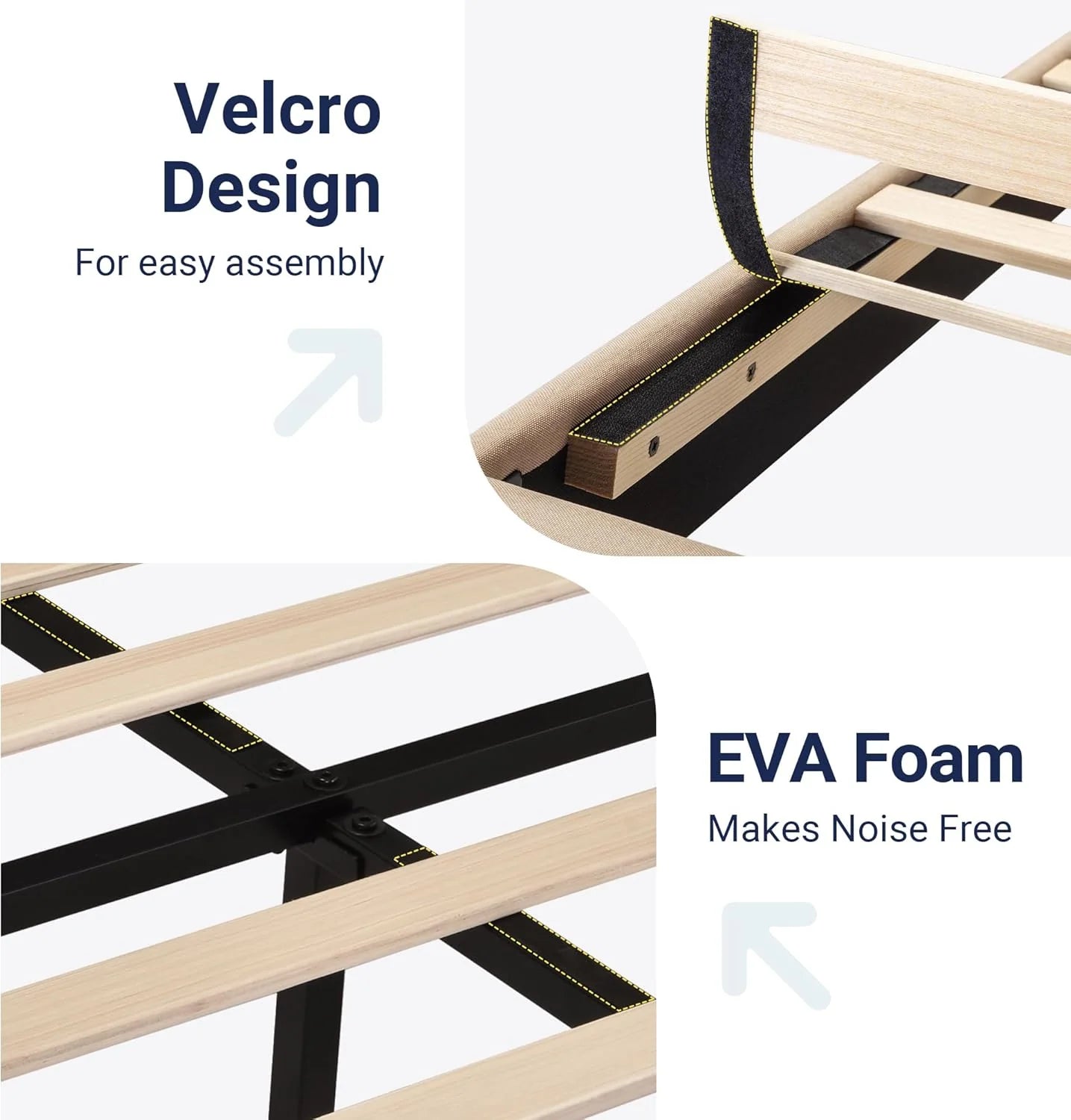 Allewie Queen Size Platform Bed Frame with Fabric Upholstered Headboard and Wooden Slats Support, Fully Upholstered Mattress Foundation/No Box Spring Needed