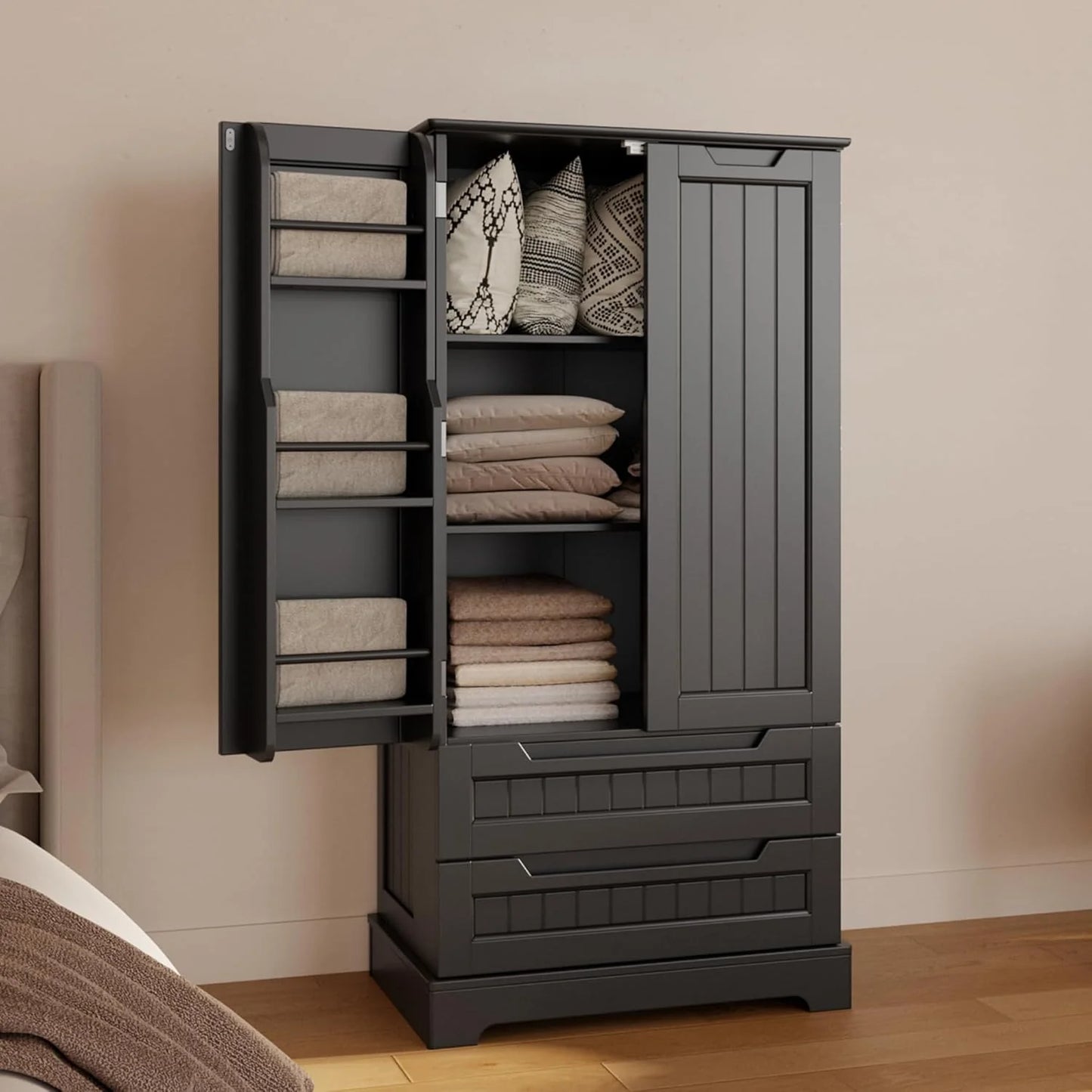 Gizoon Kitchen Pantry Cabinet with Drawers Freestanding Bathroom Storage Cabinet with Doors and Shelves, 47 Inch Small Pantry Cabinet