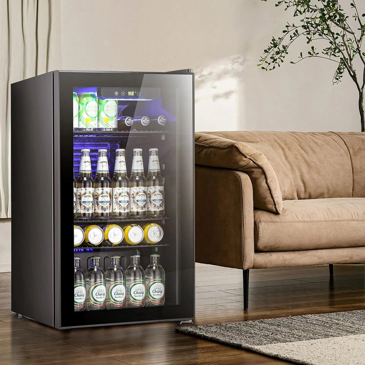 Antarctic Star Beverage Refrigerator Cooler 68 Can, Mini Fridge with Glass Door for Beer Drinks Wine,Freestanding Small Fridge with Electronic Temperature Control for Home and Bar,1.7 cu.ft