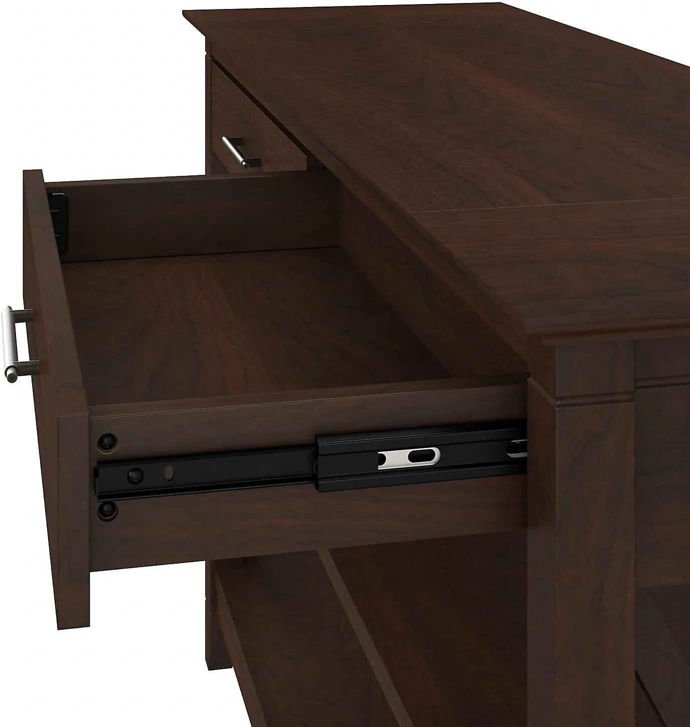 Key West Console Table with Drawers and Shelves in Linen White Oak