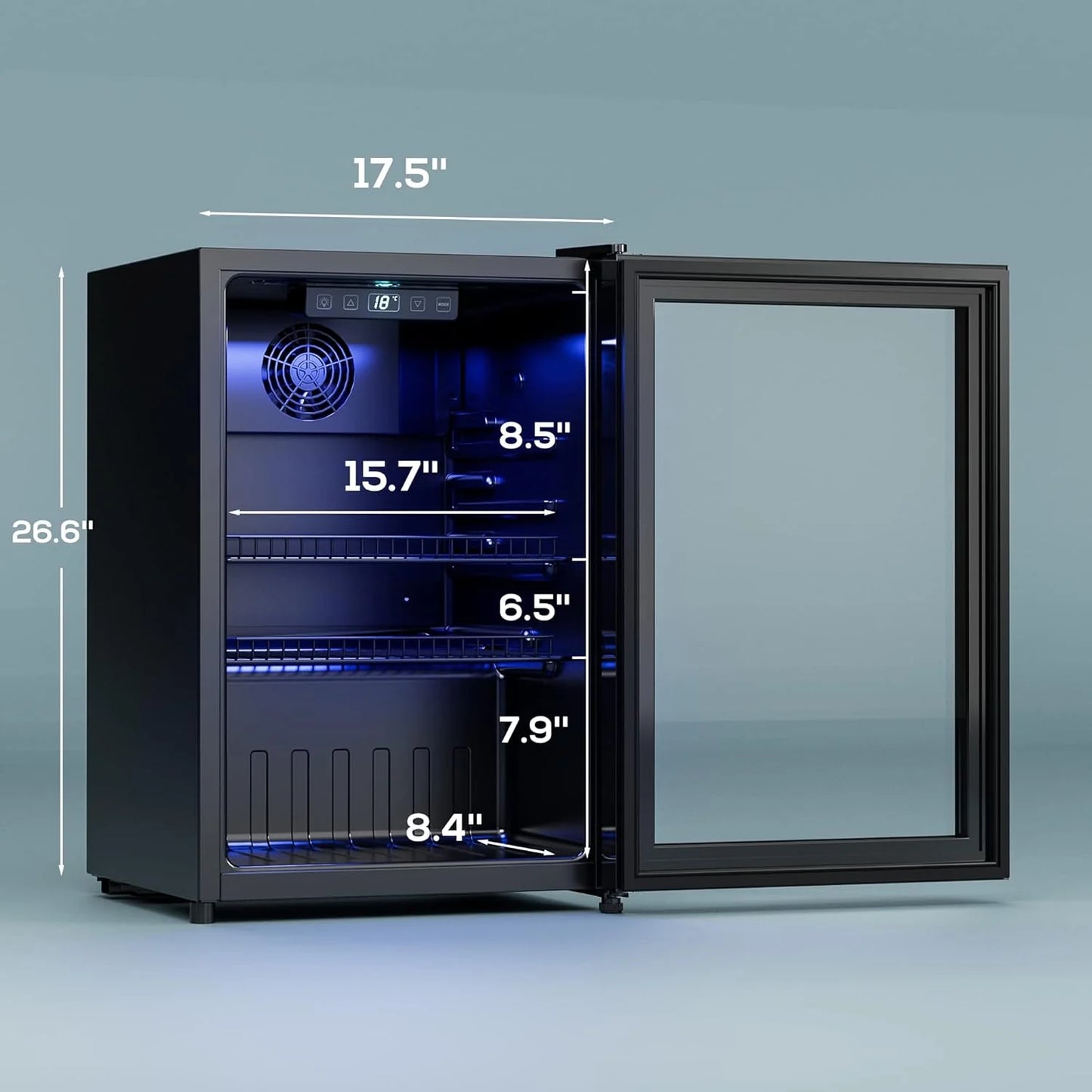 Beverage Refrigerator Cooler-120 Cans Freestanding Mini Fridge Cooler with Glass Door, Adjustable Shelves & Digital Temperature Display for Soda, Wine or Beer (Black, 3.2 Cu.Ft)