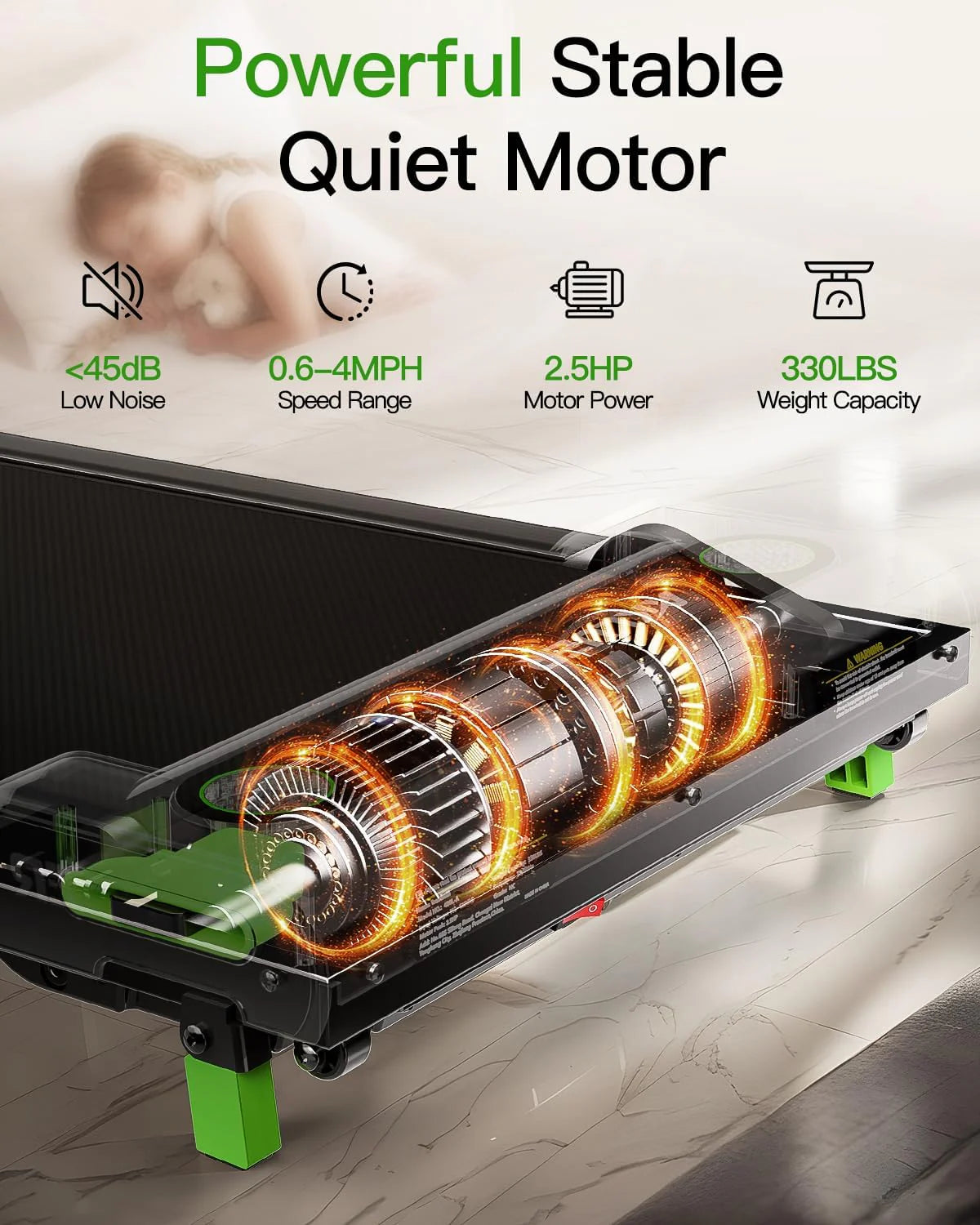 Akluer Inclined Home Treadmill 2.5 HP Small Under-Desk Treadmill with Remote Control and LED Display