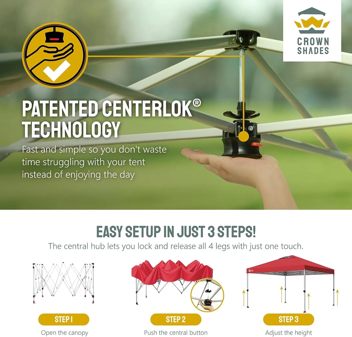 10x10 Pop-Up Awning - One-Click Installation Beach Tent - Outdoor Sunshade Silver Coated Top, 3 Heights and 4 Sand Pockets