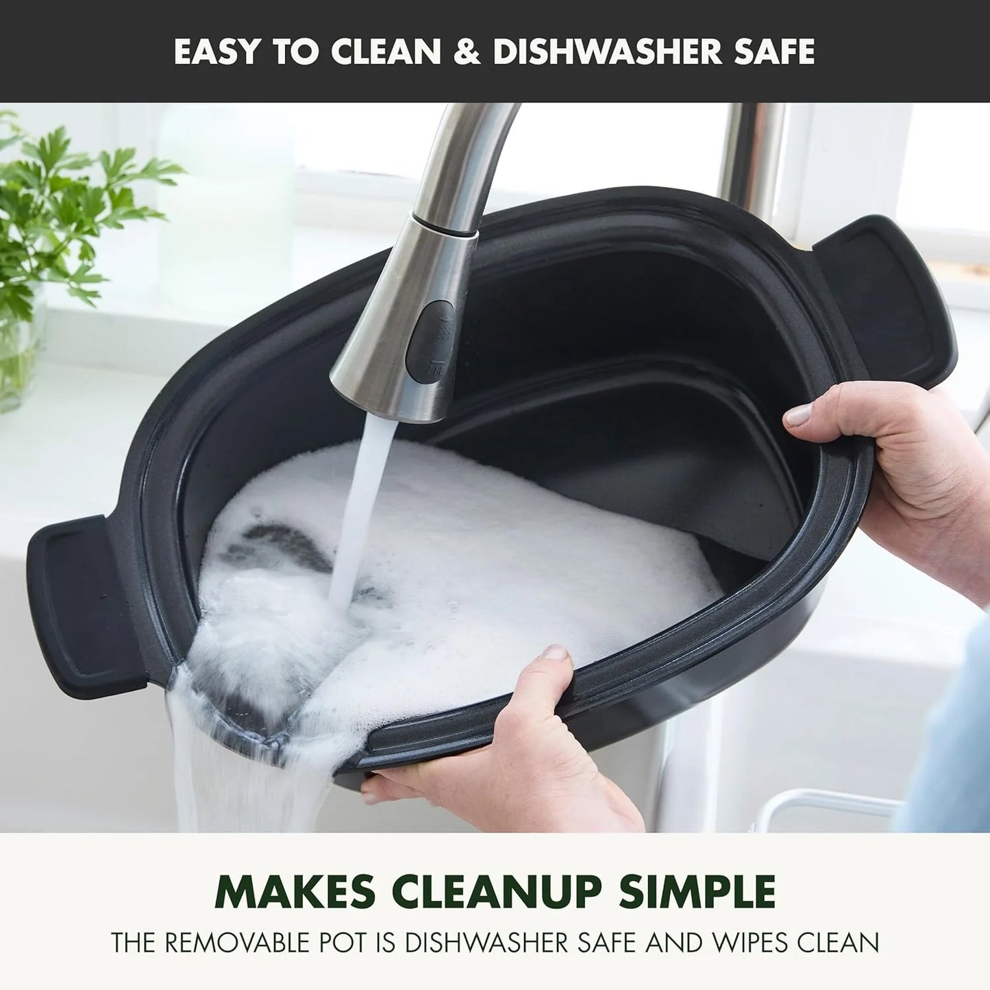 8-in-1 Programmable 6QT Electric Slow Cooker with Dishwasher-Safe Lid and Removable Base