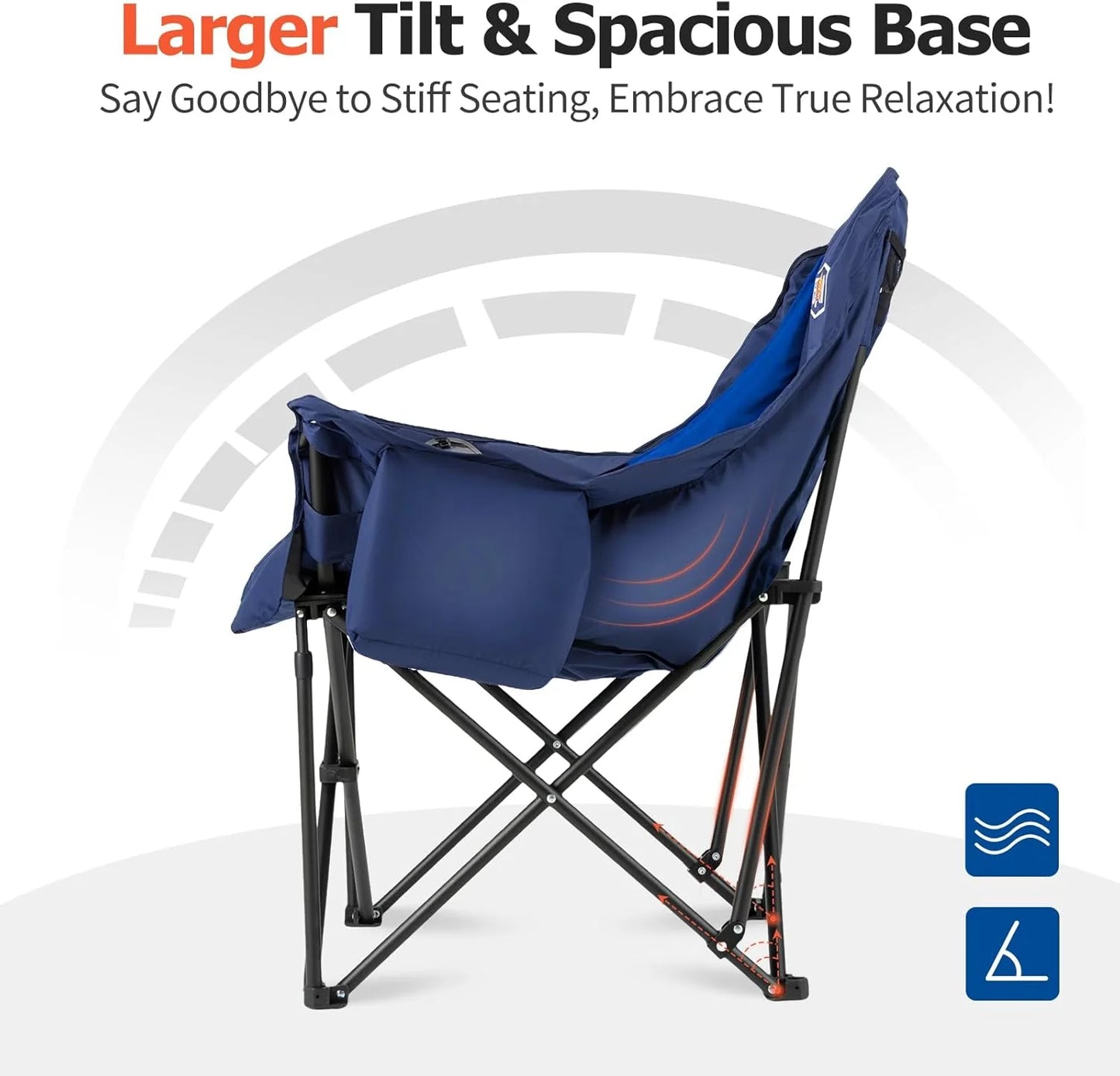 Extra Large Double Camping Chair - 2 Person Comfortable Sofa Chair Adult Loveseat - Heavy Duty Lawn Chair