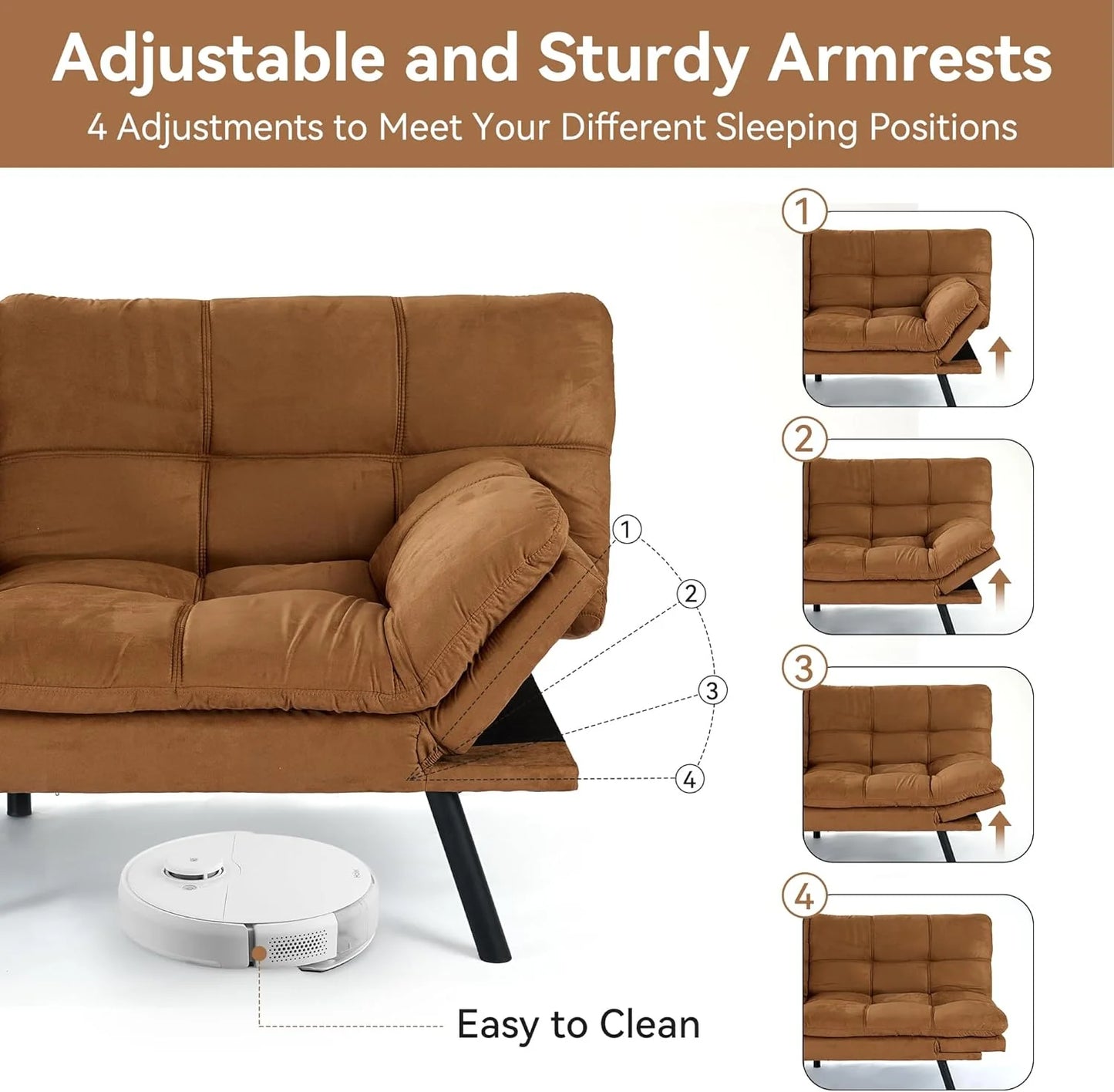 Brown loveseat, convertible sofa memory foam futon sofa bed modern sleeper sofa