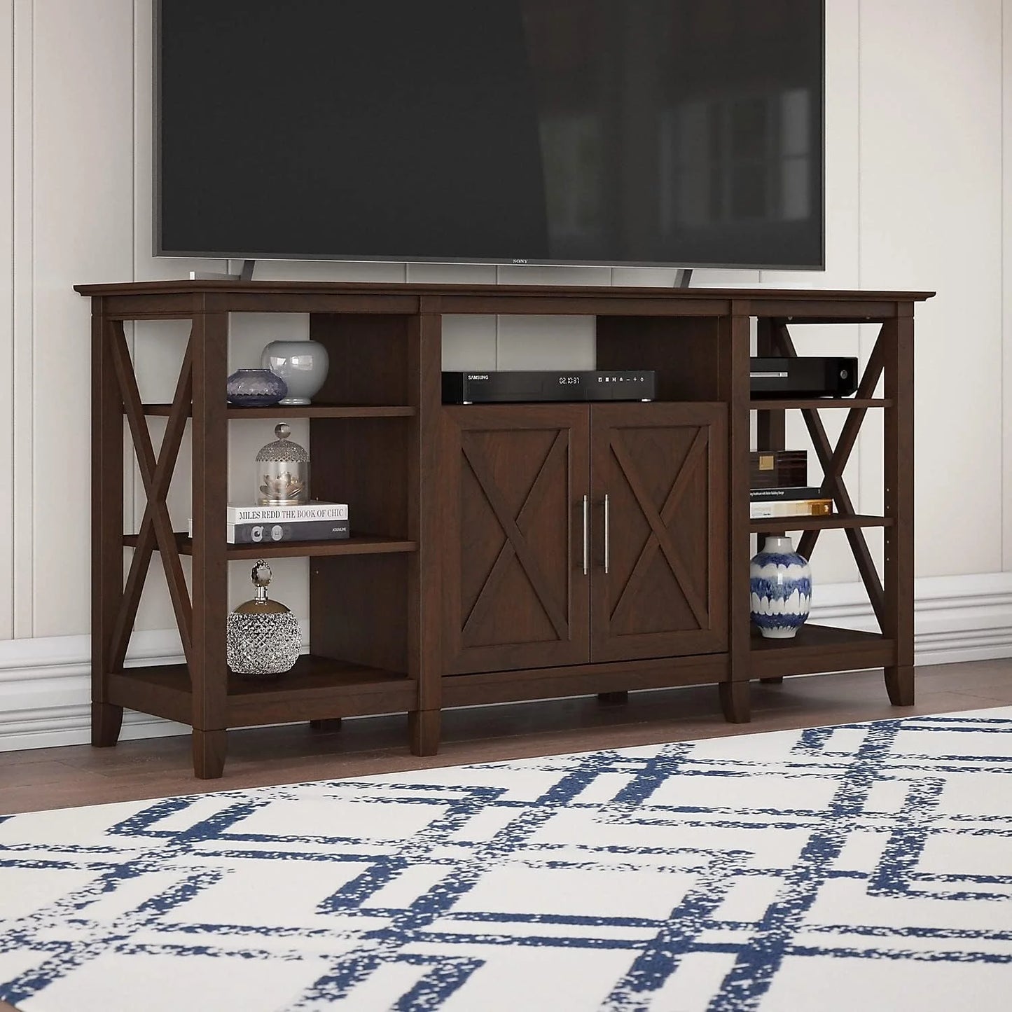 Key West Tall TV Stand for 65 Inch TV in Pure White Oak