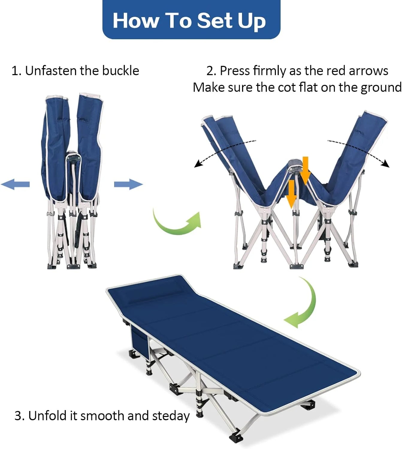 2-pack camping cots with mattresses, comfortable sleeping beds, adult camping cots, 2-person folding beds, heavy-duty sleeping beds