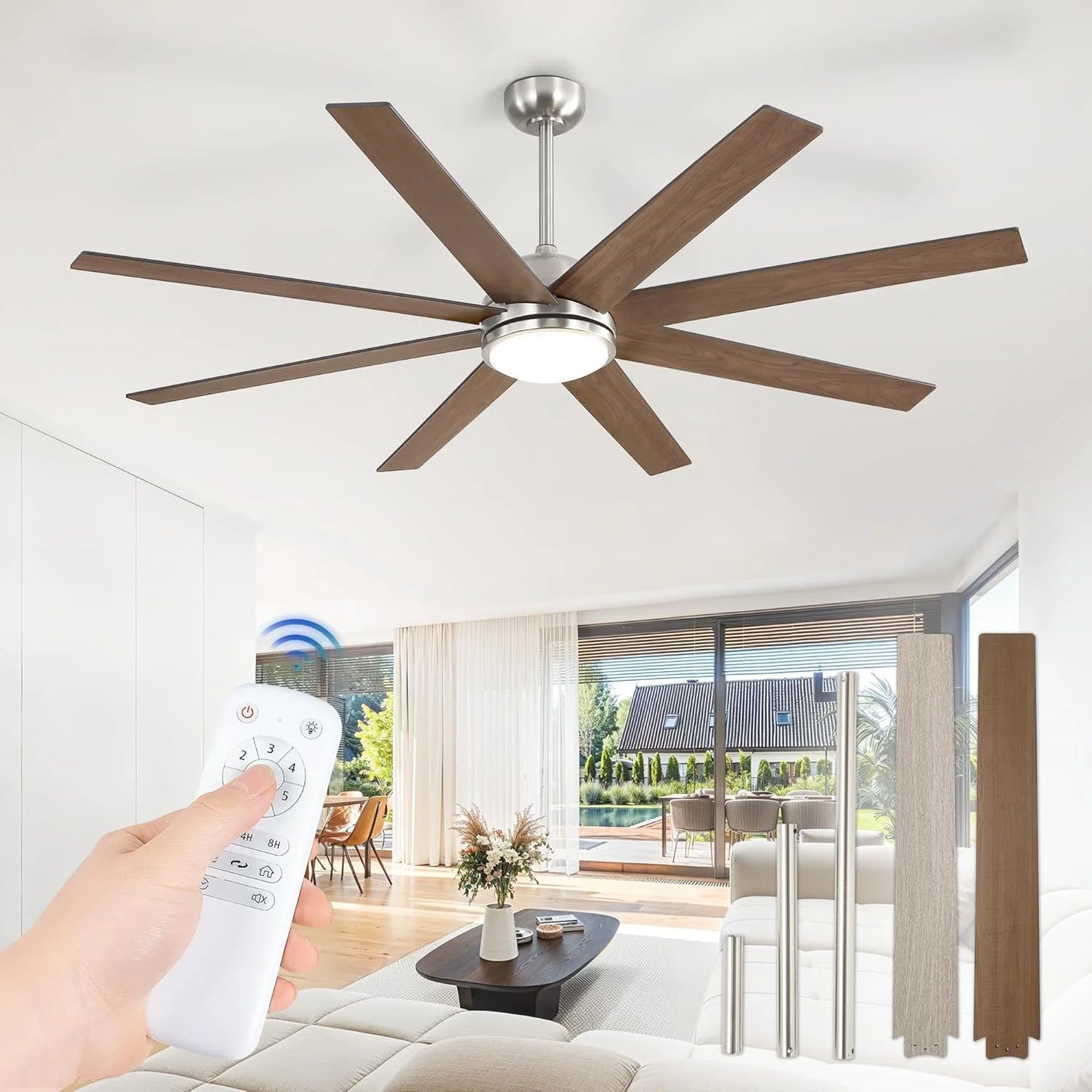 Ceiling Fan Indoor/Outdoor 8 Blades 65 inches