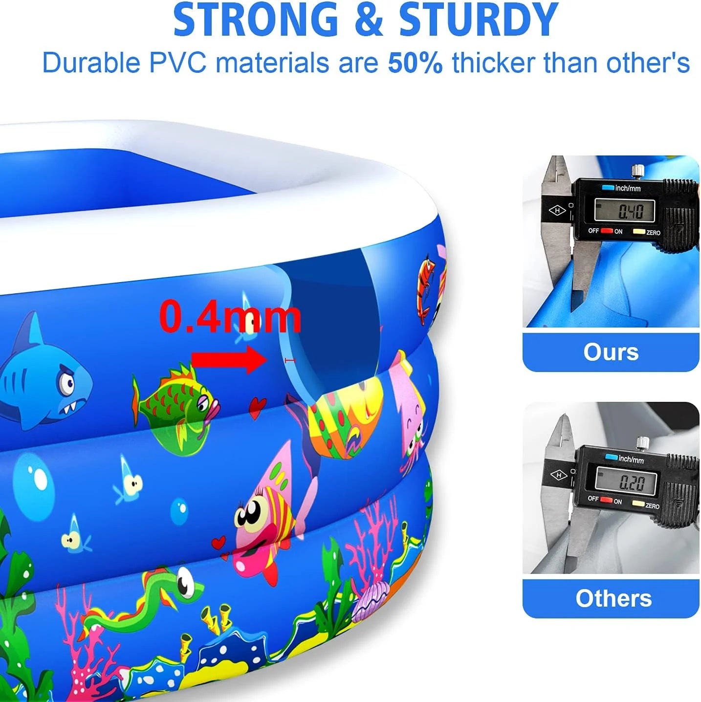 Inflatable Swimming Pool, 120" x 72" x 22" Kiddie Pools, Family Lounge Pools Thickened Above Ground Family Pool for Summer Water Party, Backyard, Garden Lawn, Blue