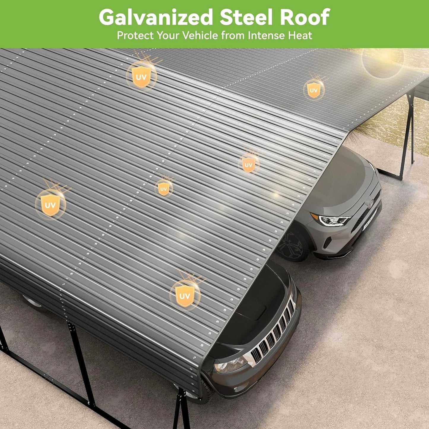 10'x15' Heavy Duty Metal Carport, Outdoor Garage Car Shelter Shade with Heavier Frame