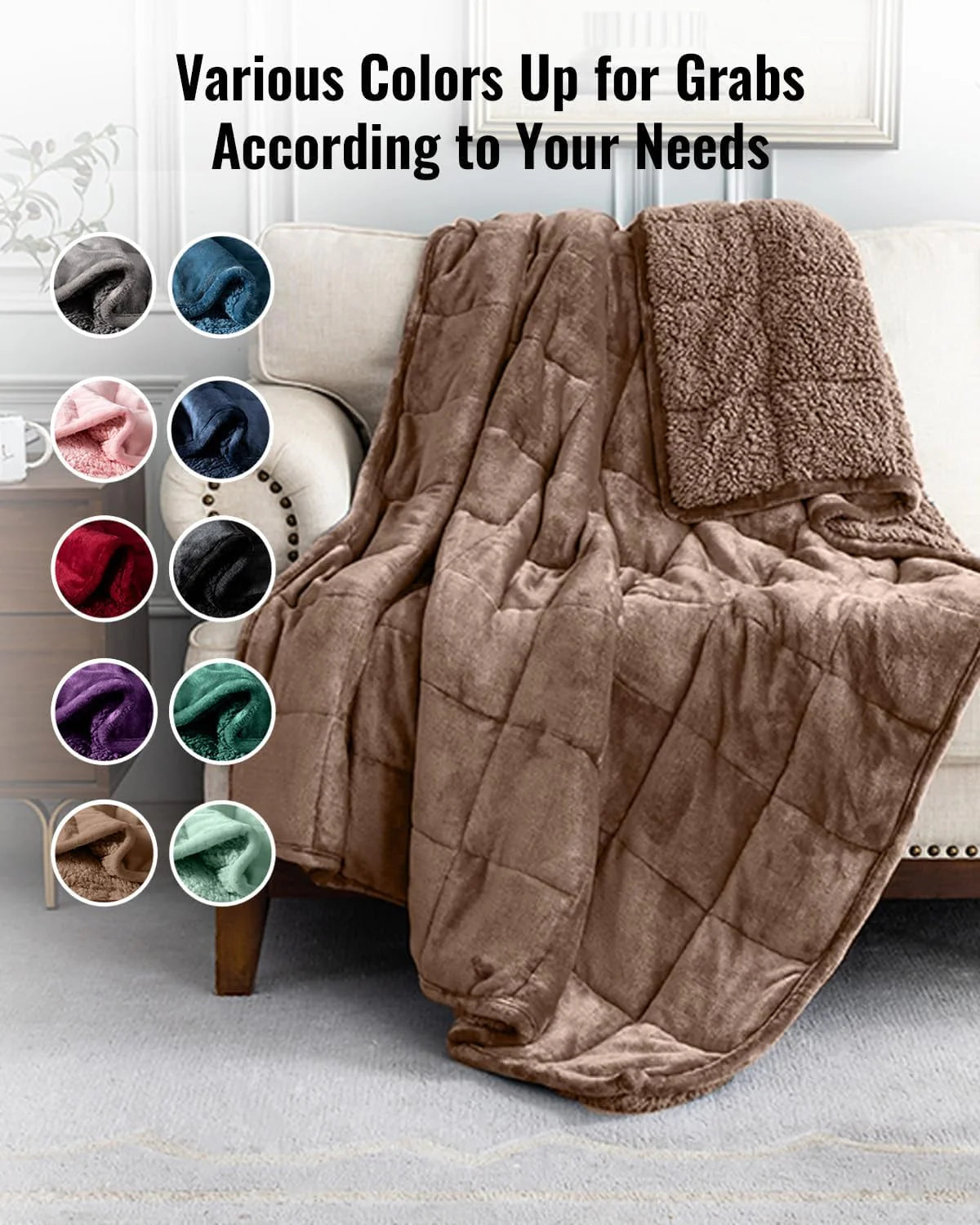 Weighted Blanket Queen Size 15lbs 60x80 inches with Soft Plush Fleece