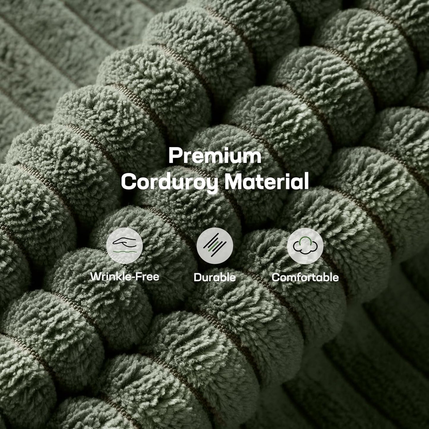 Futon Sofa Bed, Futon Sofa with Adjustable Back and Armrests, Converts to Small Sleeper Sofa Bed Corduroy Loveseat Green