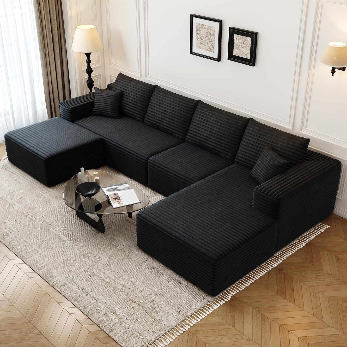 107.5" Cloud Modular Sectional Sofa Couch with L-Shape Chaise,Modern Minimalist Upholstered Couches