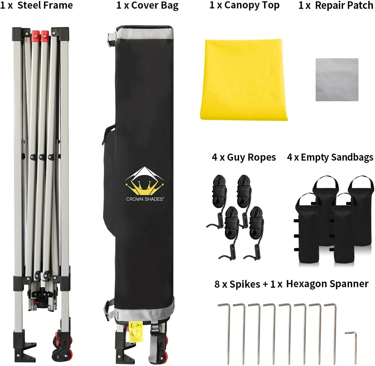 10x10 Pop-Up Awning - One-Click Installation Beach Tent - Outdoor Sunshade Silver Coated Top, 3 Heights and 4 Sand Pockets