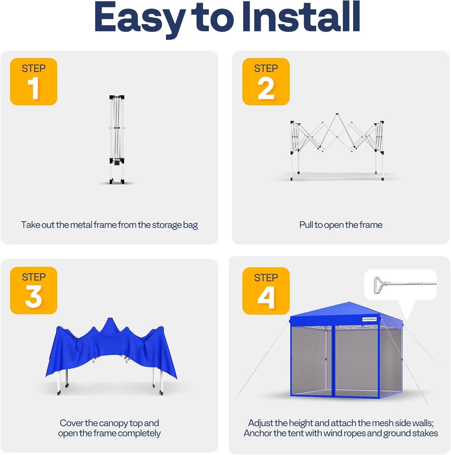 10x10ft Easy Pop-Up Canopy, Outdoor Screen Tent with Mosquito Netting, 2 Zipper Doors, and Roller Bag for Yard Camping Picnic Party Events, Beige